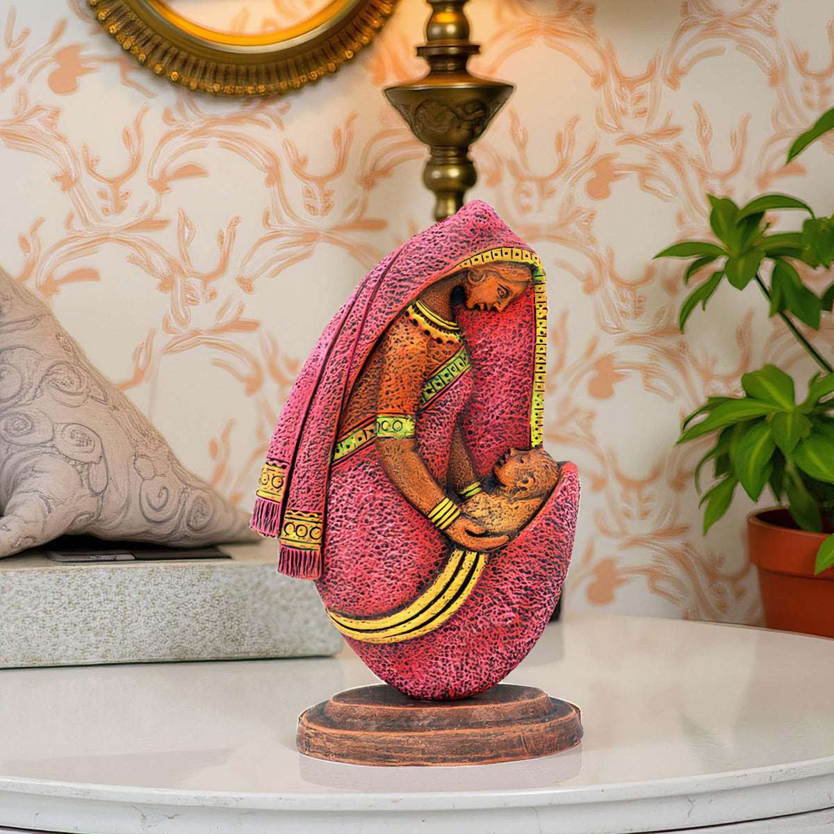 Niharika Collections Handmade Terracotta Clay Idol | Goddess of Wisdom & Art | Devi Saraswati Statue - Brown Shade