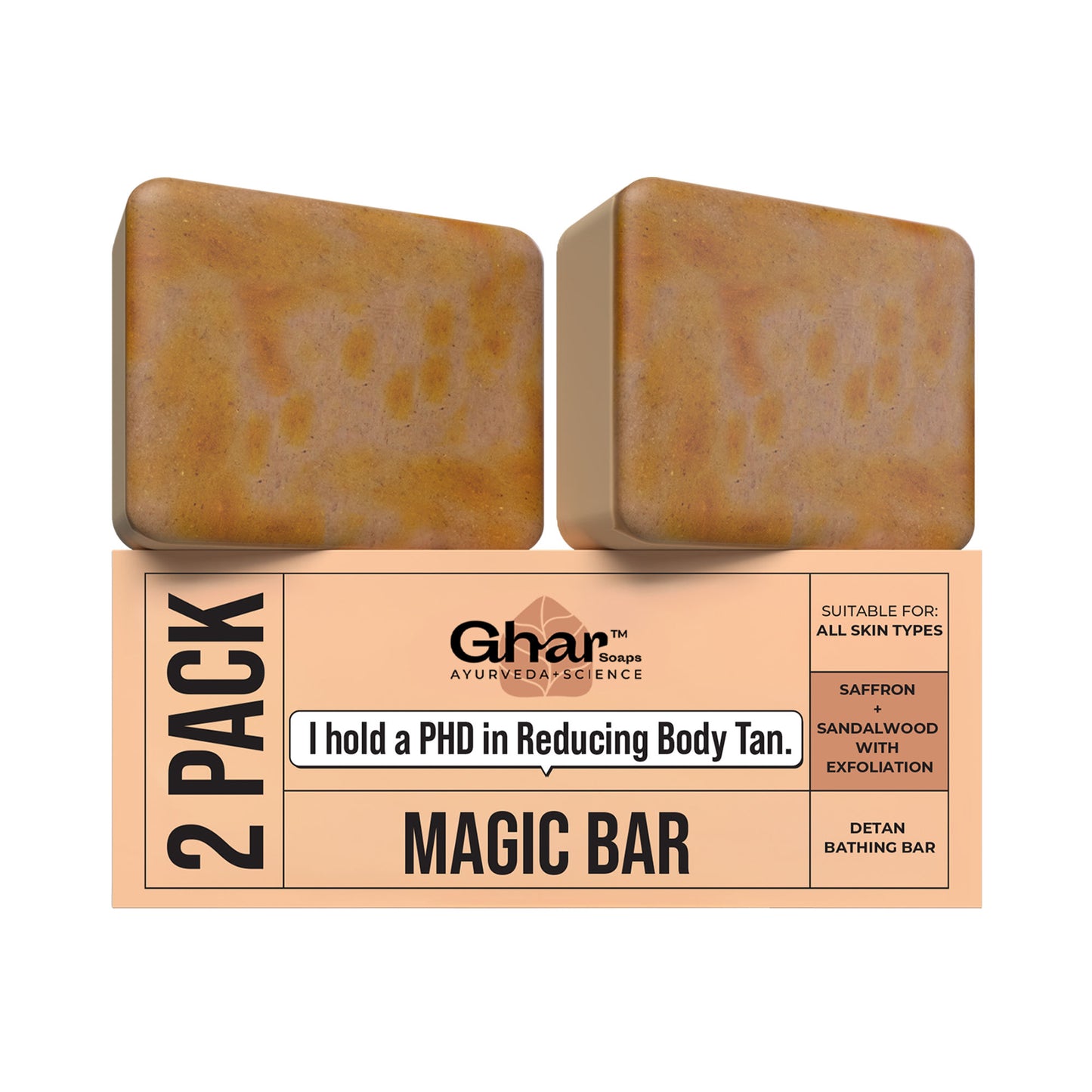 Ghar Soaps Magic Soap | For reducing tan | With Saffron and Sandalwood | All skin types - Pack of 2