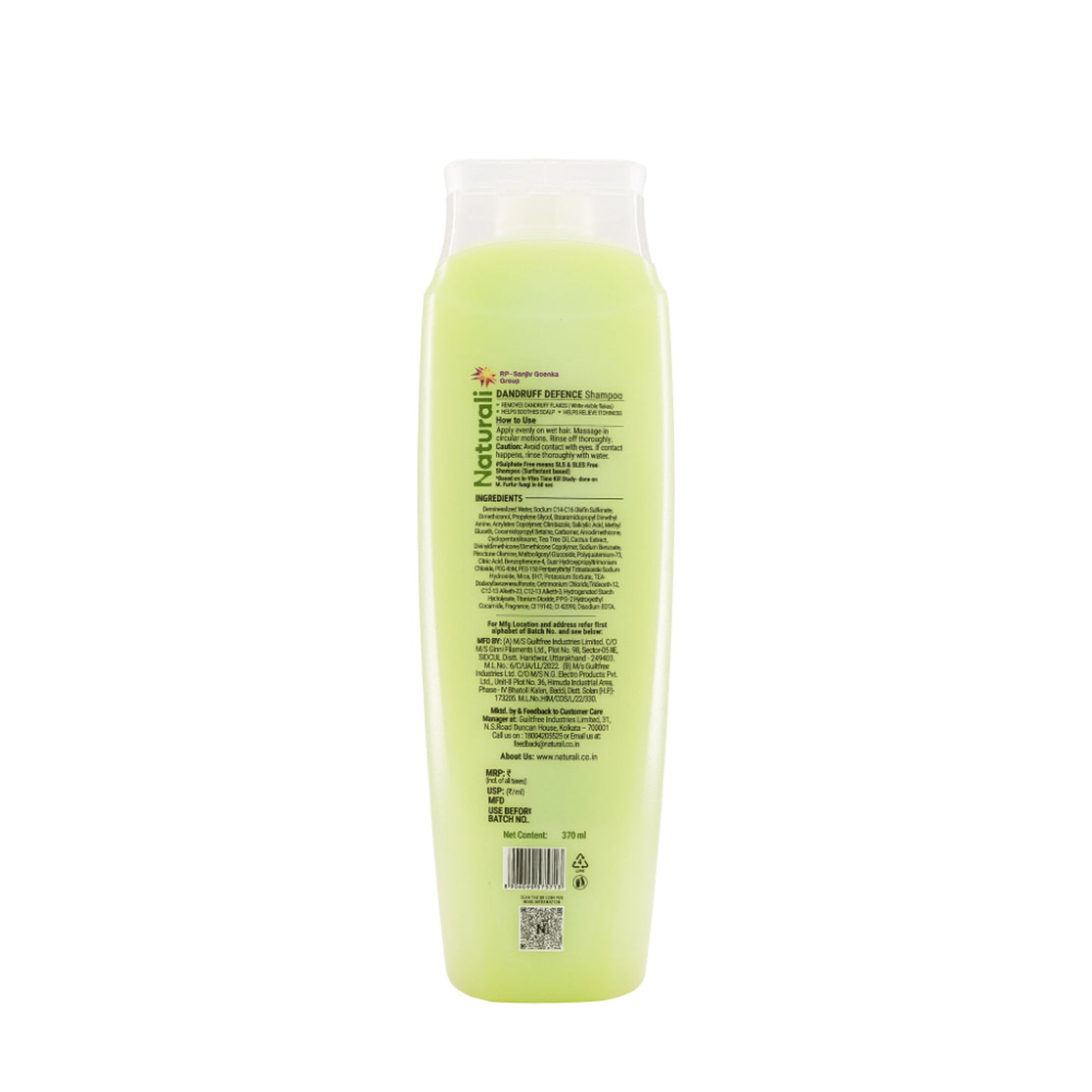 Naturali Dandruff Defence Shampoo with Tea Tree Oil & Cactus Extracts That Prevents Dandruff 370ml