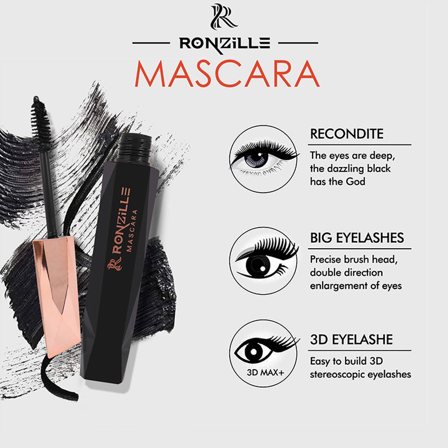 Ronzille Waterproof And Smudgeproof Diamond Mascara