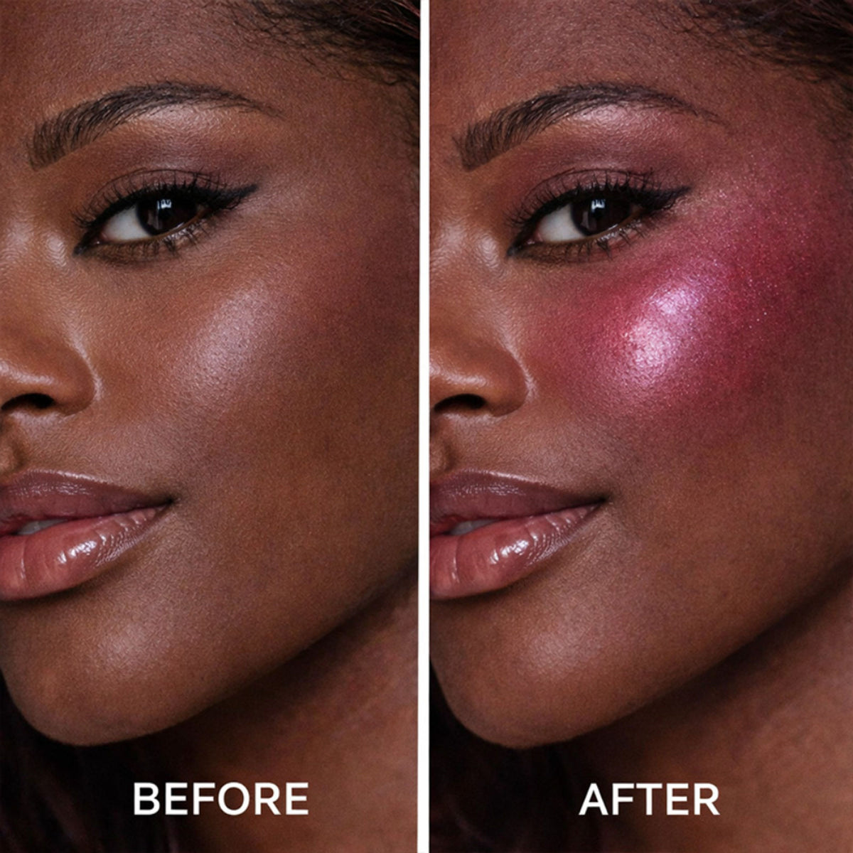CUFFS N LASHES After Glow Liquid Blush in Rosewood shade, creamy blush and highlighter combo in a sleek bottle.