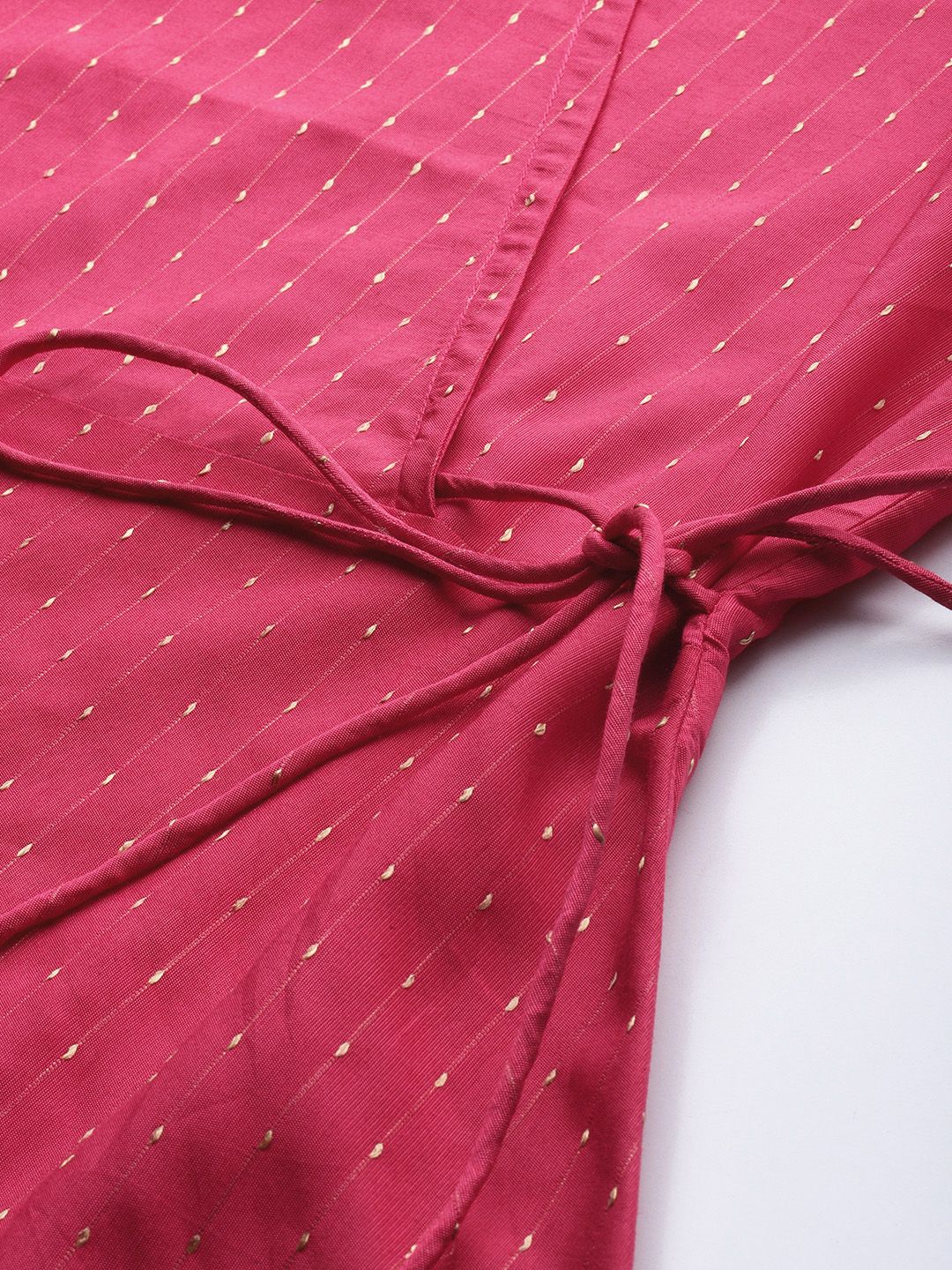 Indyancart IE Women Pink Woven Design Top with Dhoti Pants