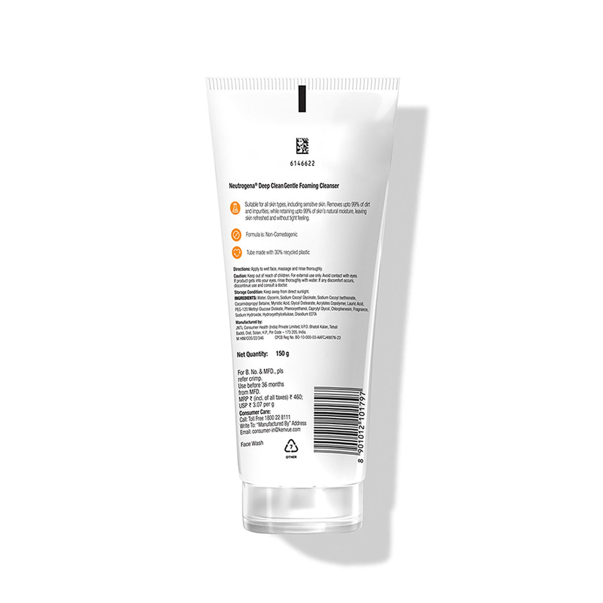 Neutrogena Deep Clean Gentle Foaming Cleanser - Moisturizing Face Wash for Normal to Sensitive Skin