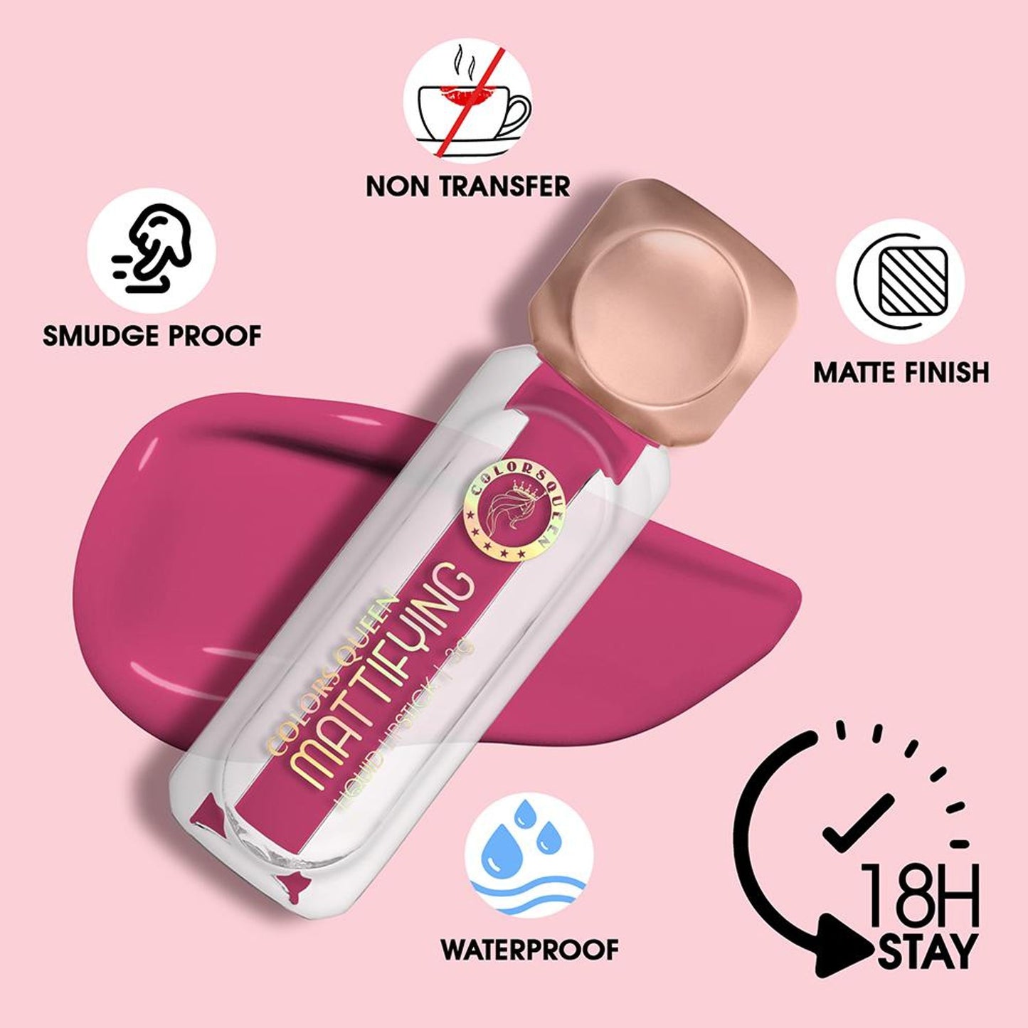 Colors Queen Mattifying Matte Liquid Lipstick - Magenta-03