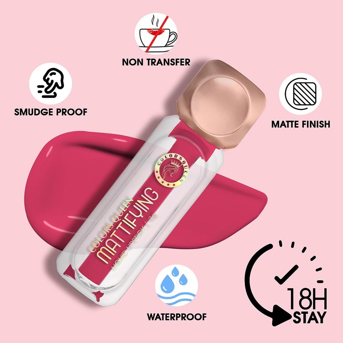 Colors Queen Mattifying Matte Liquid Lipstick - Brick-16