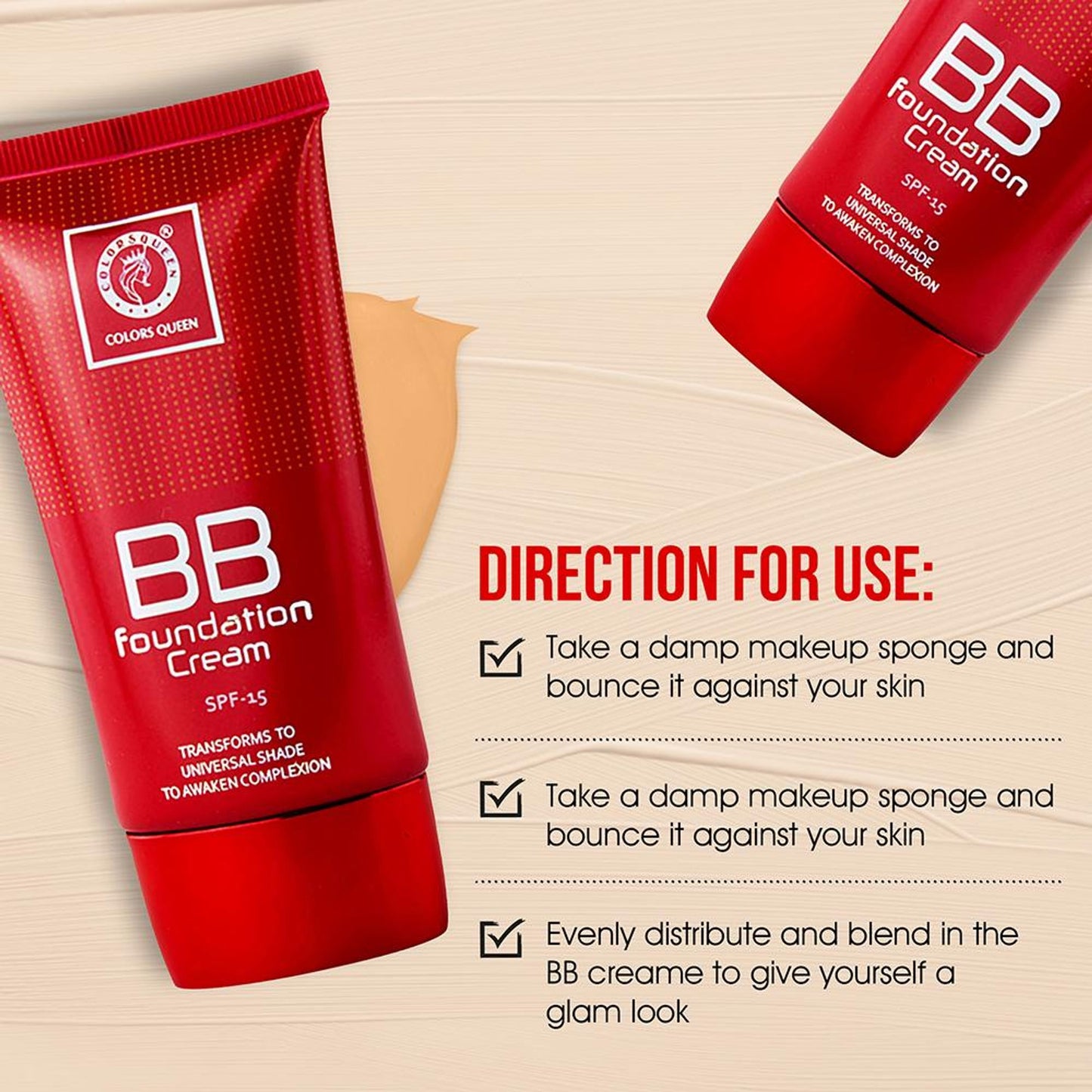 Colors Queen BB Foundation Cream With SPF 15 - Fair-01