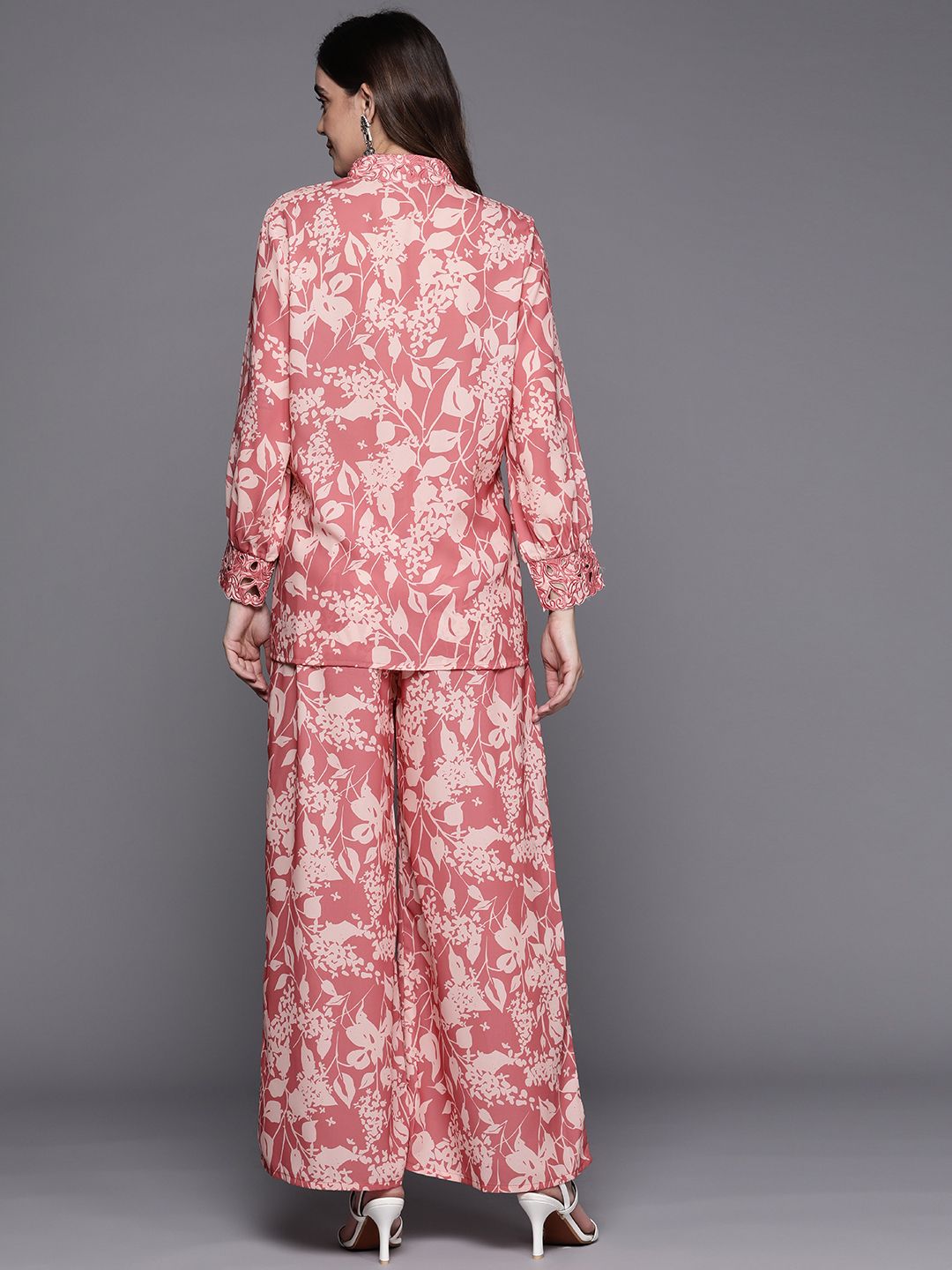Indyancart IE Shirt Collar Printed Shirt With Palazzos