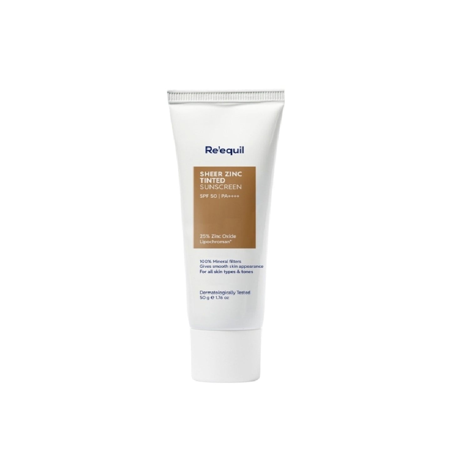Re'equil Sheer Zinc Tinted Sunscreen Spf 50 Pa+++ 100% Mineral Sunscreen
