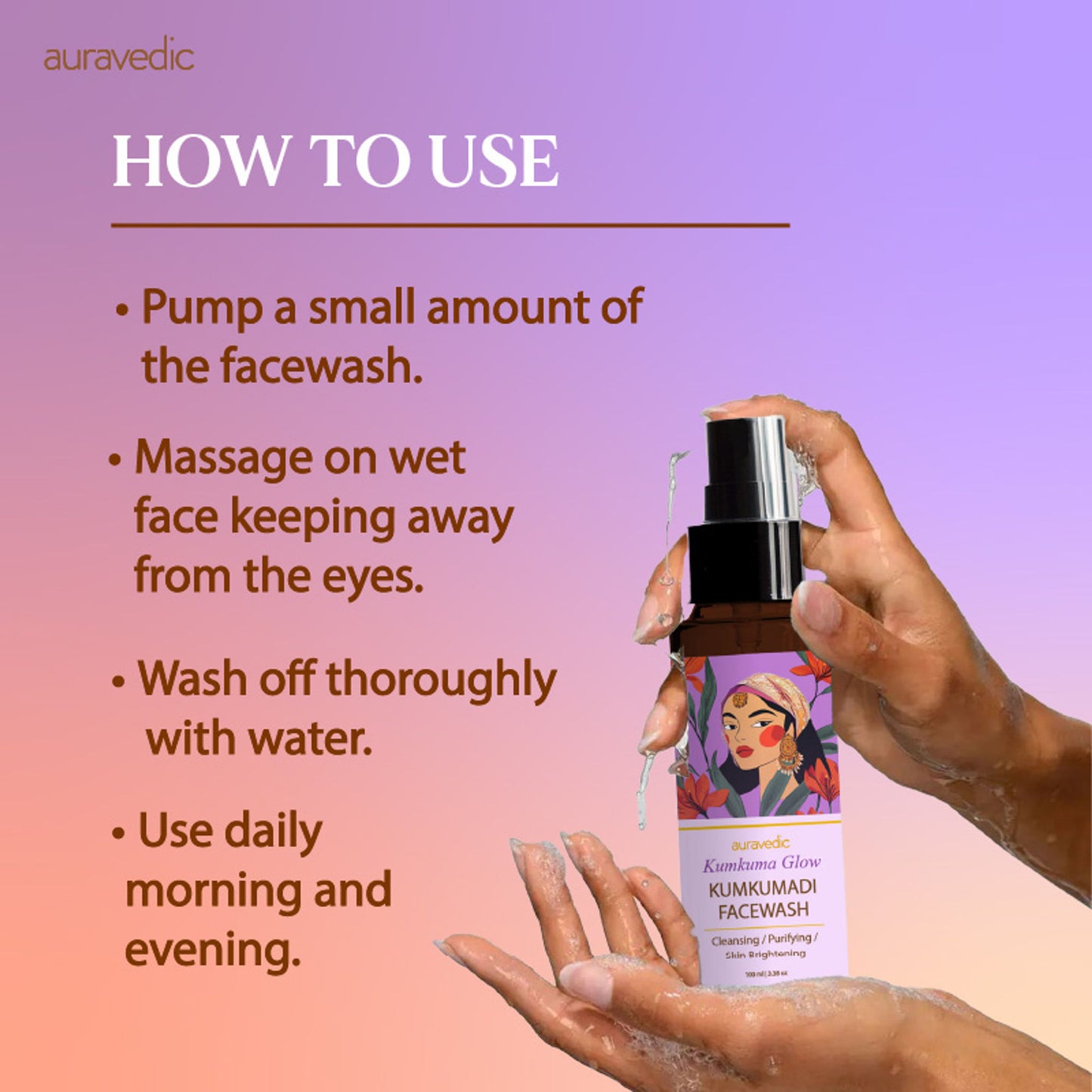 Auravedic Kumkumadi Face Wash For Dry Skin Combination with Kumkumadi Tailam kumkumadi face oil