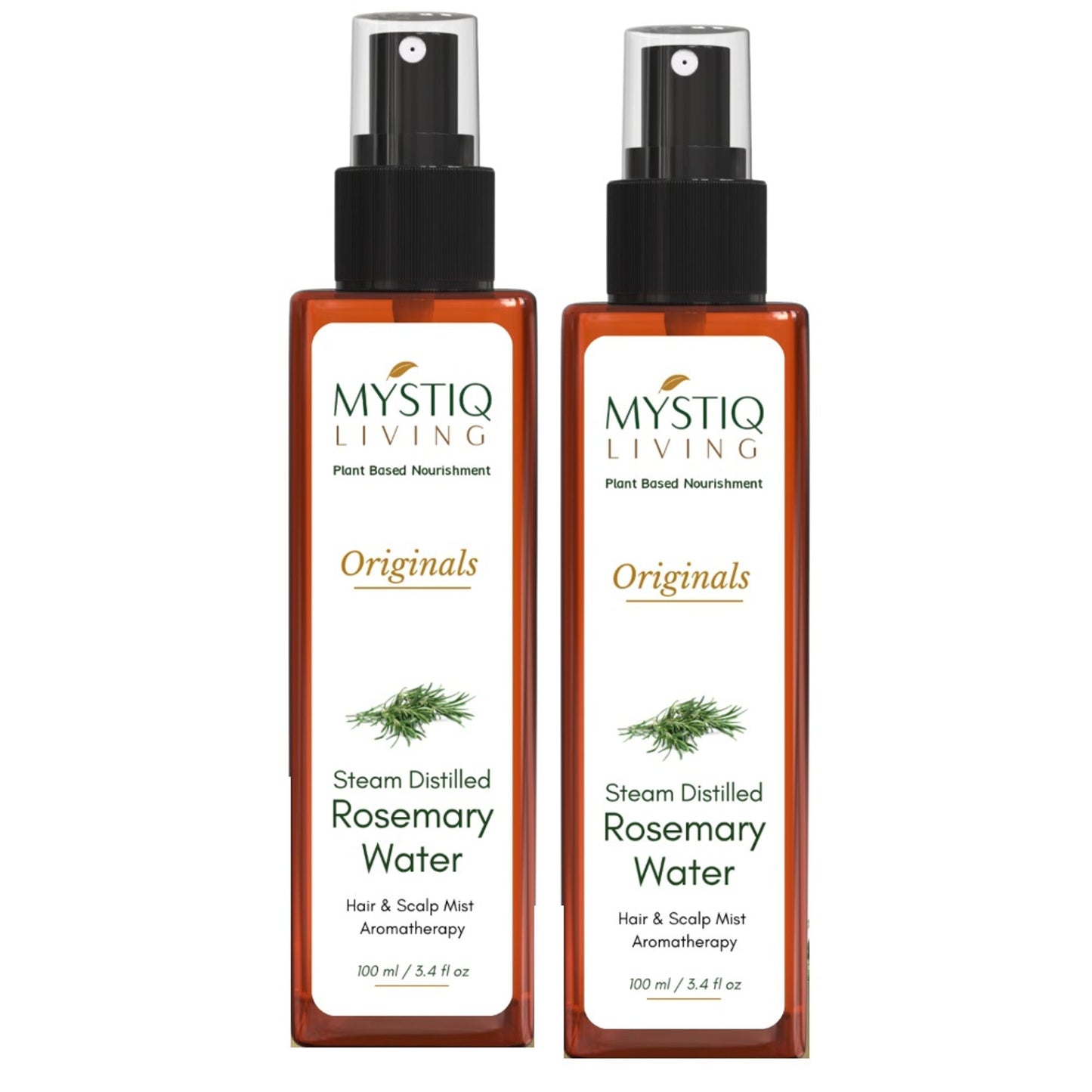 Mystiq Living Rosemary Water Hair Spray, Promotes Hair Growth, Anti Frizz & Damage Control - Pack 2