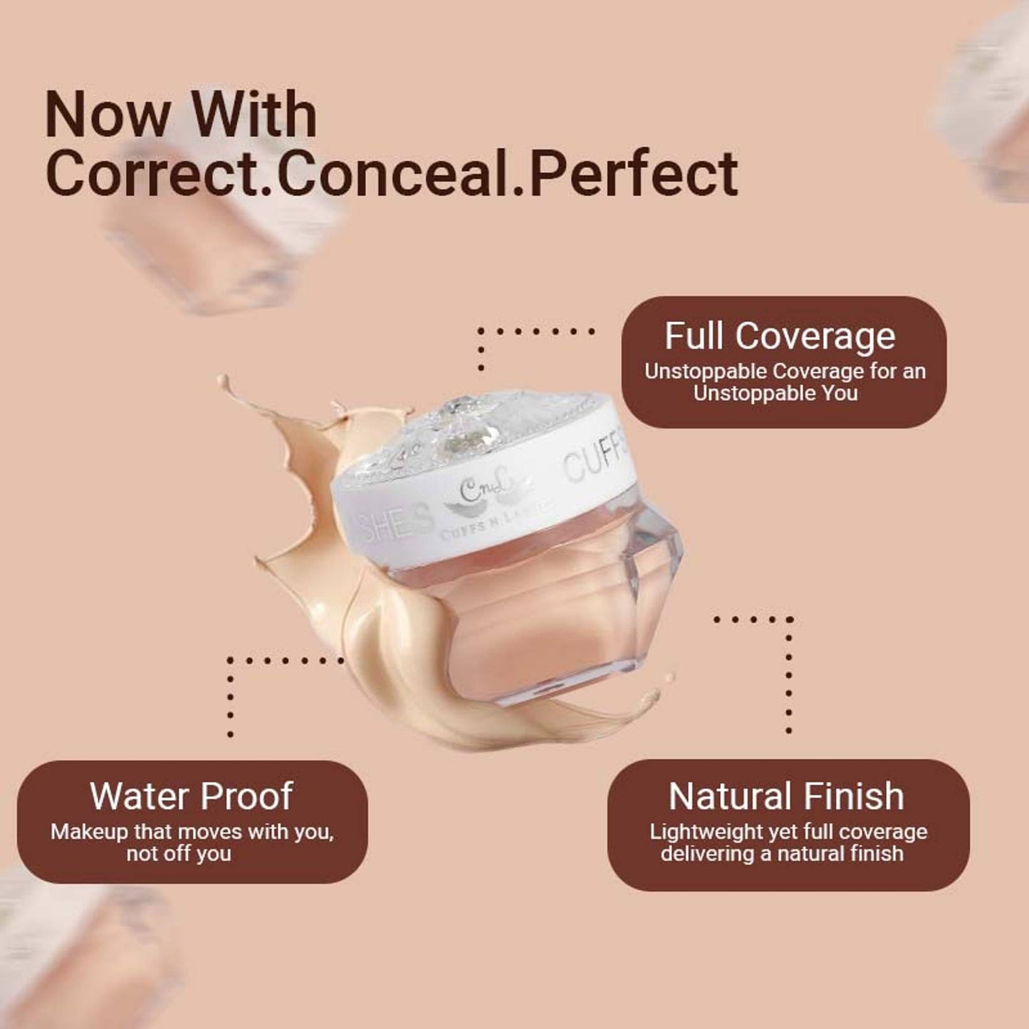 Cuffs N Lashes Cover Pot Concealer For Scars, Dark Circles, Acne & Pigmentation - Ivory