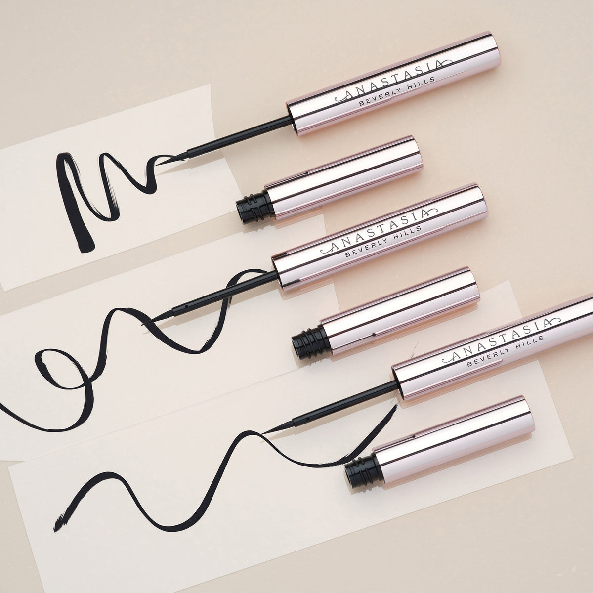 Anastasia Beverly Hills Liquid Liner in true black matte with precise applicator tip and sleek black packaging.