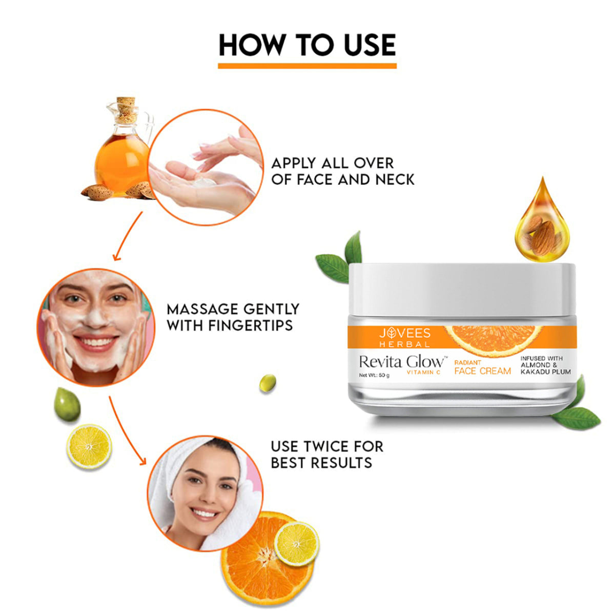 Jovees Herbal Vitamin C Face Cream Infused with Kakadu Plum and Almonds