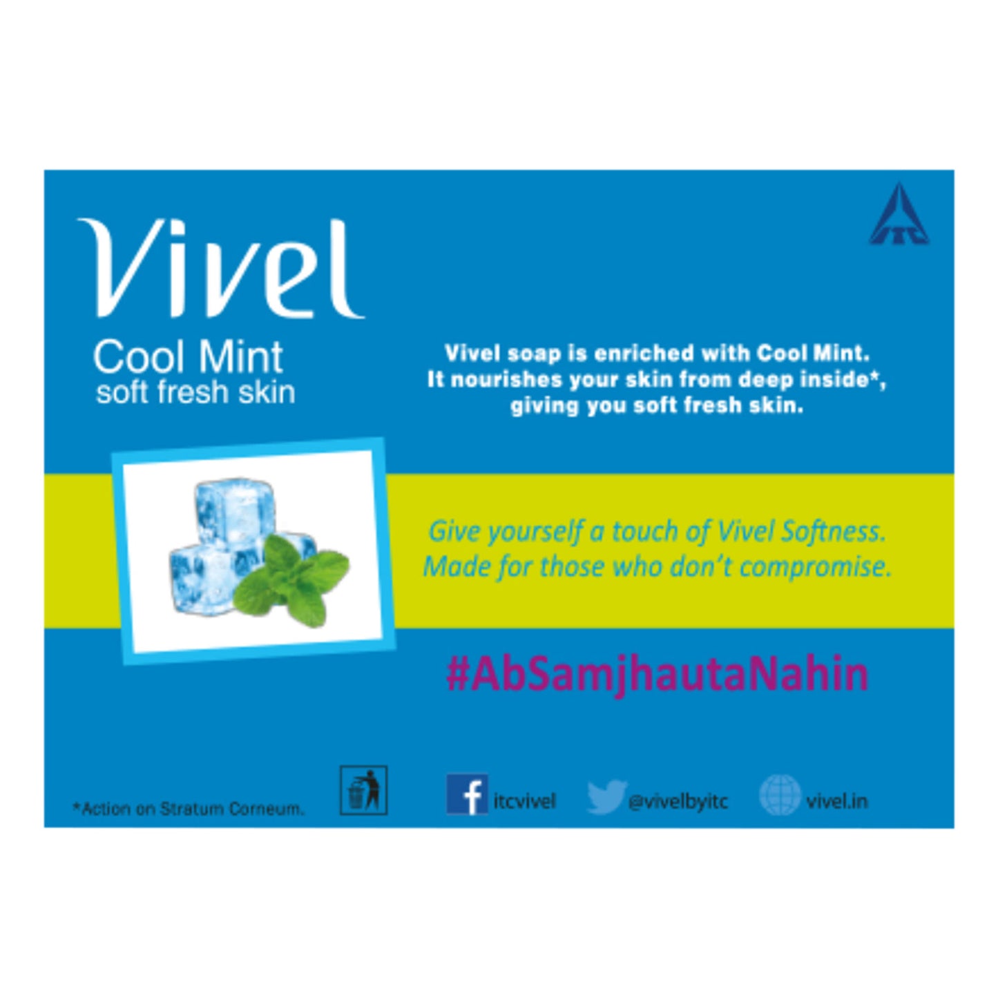 Vivel Cool Mint, Soft Fresh Skin Soap (Pack of 4)