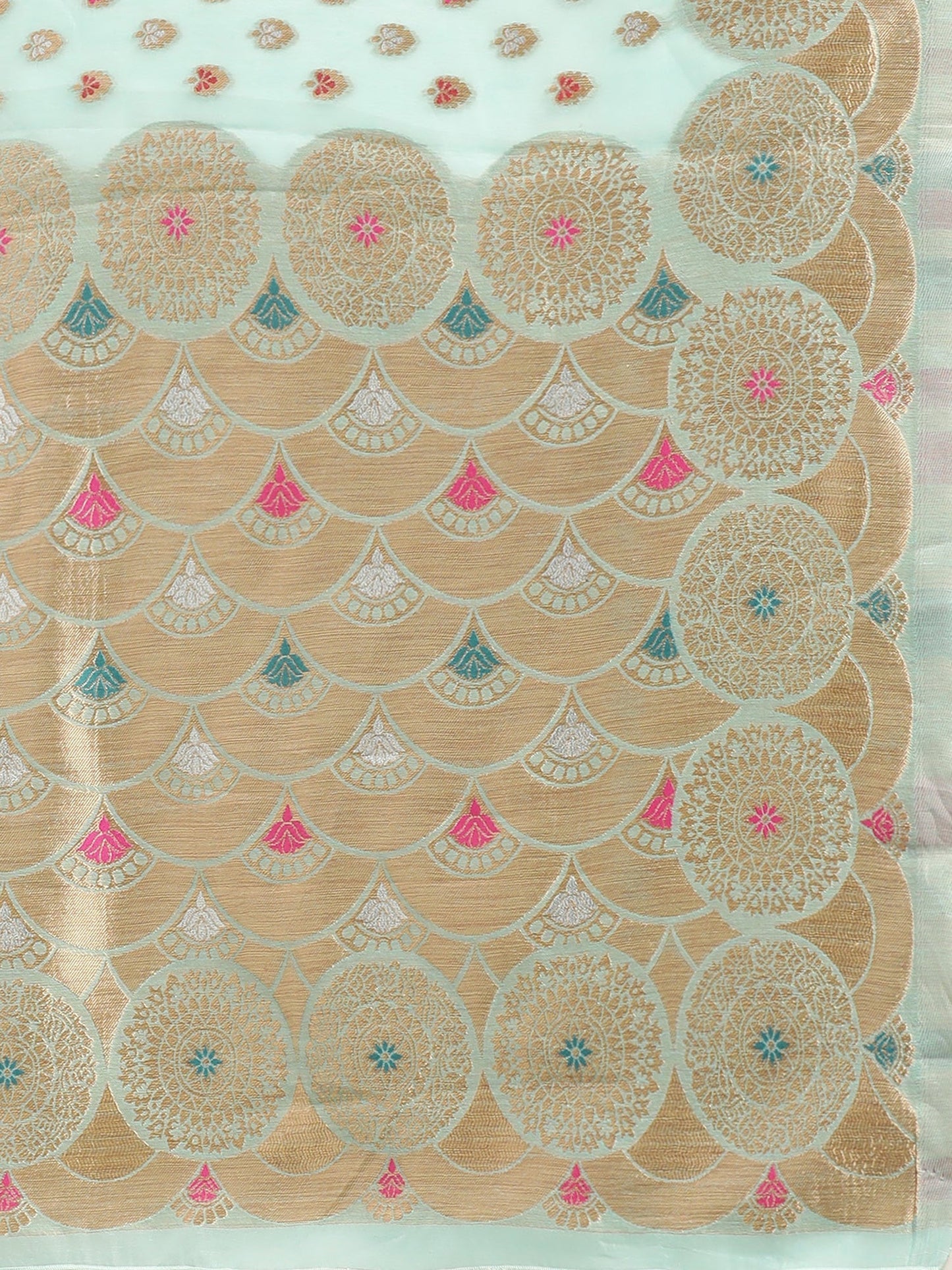 Women's Silk Blend Light Blue Woven Design Designer Saree With Blouse Piece