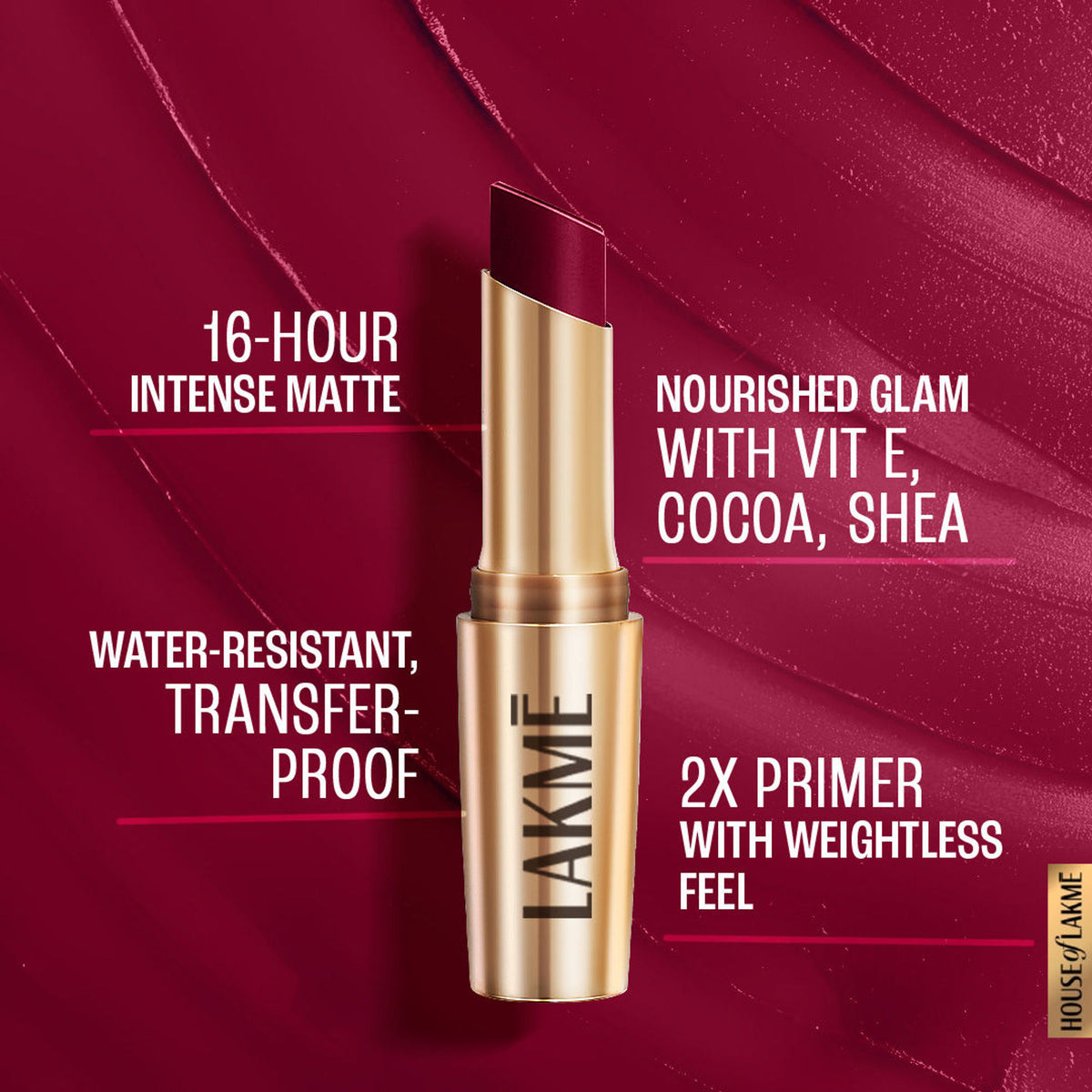 Lakme 9 To 5 Powerplay Priming Matte Lipstick, Lasts hrs - MP6 Deep Wine