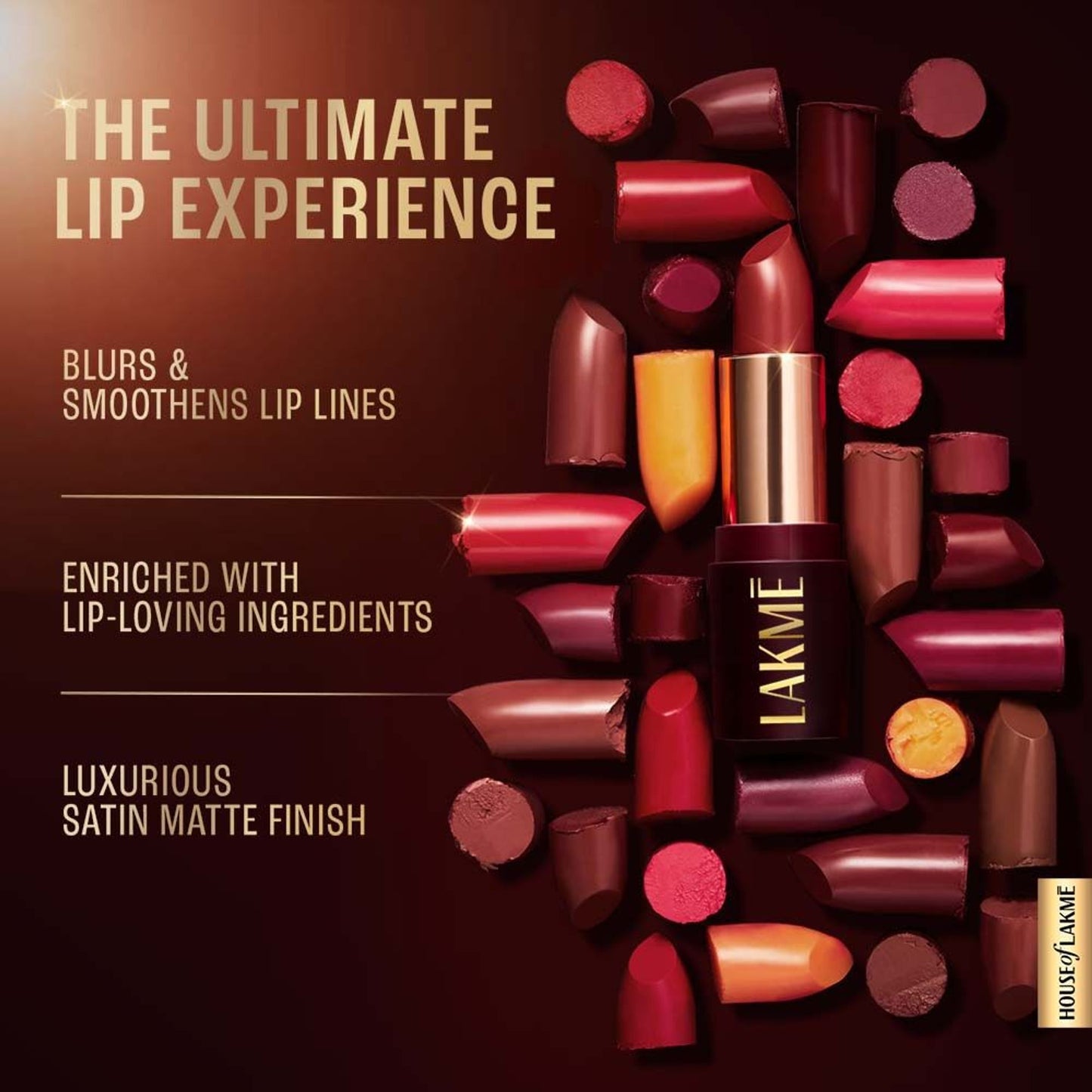 Lakme Ultimate Glam Satin Matte Lipstick - Bold Red