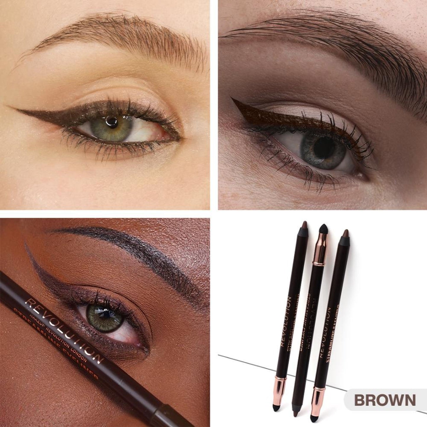 Makeup Revolution Streamline Waterline Eyeliner Pencil-Ultra Creamy Smudge Proof Smokey Looks - Brown
