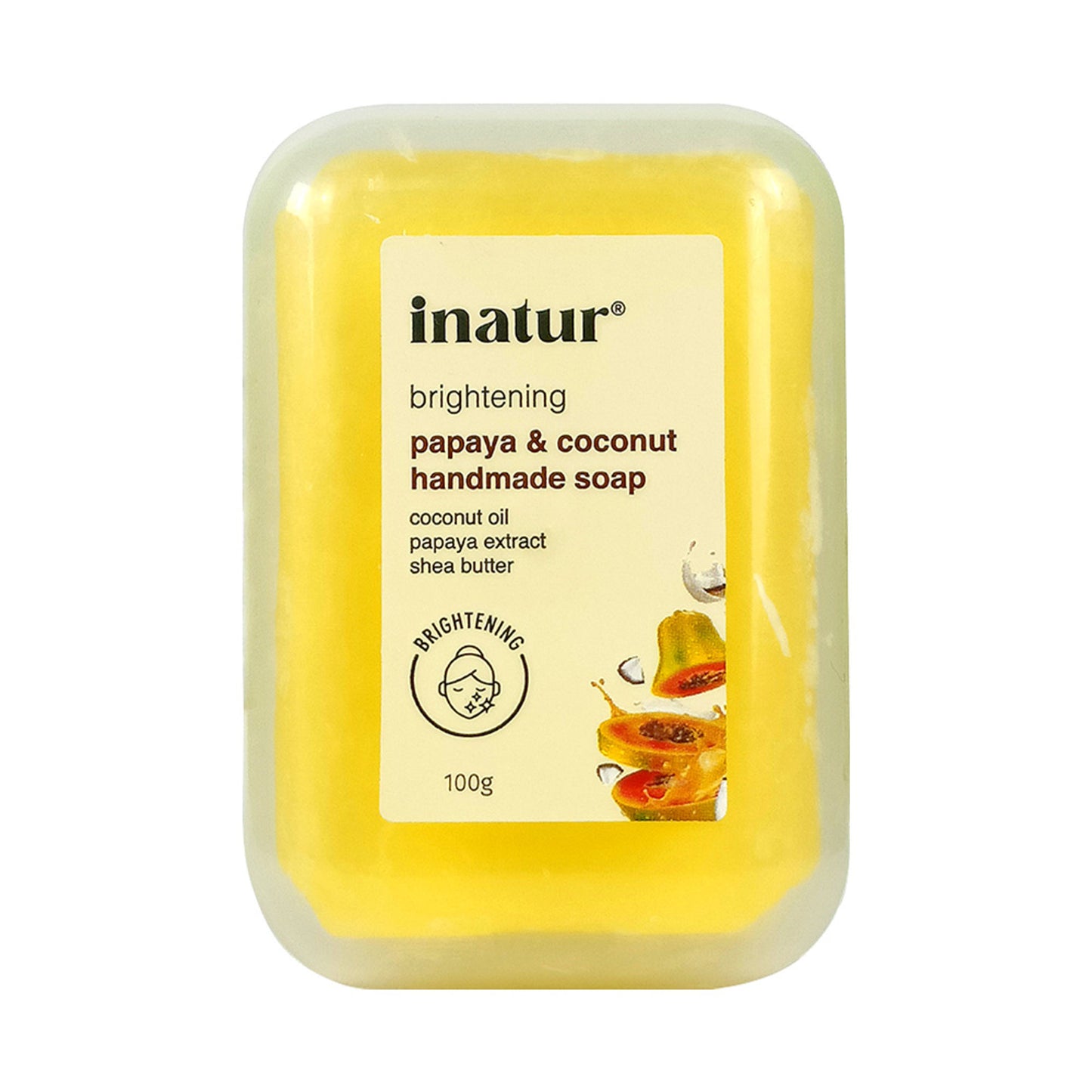 inatur Papaya & Coconut Soap For Brightening & Cleansing with Papaya Extract, Shea Butter & Coconut
