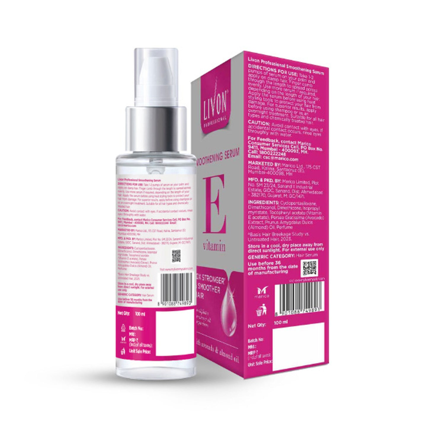 Livon Professional Smoothening Serum With Vitamin E, Avocado & Almond Oil