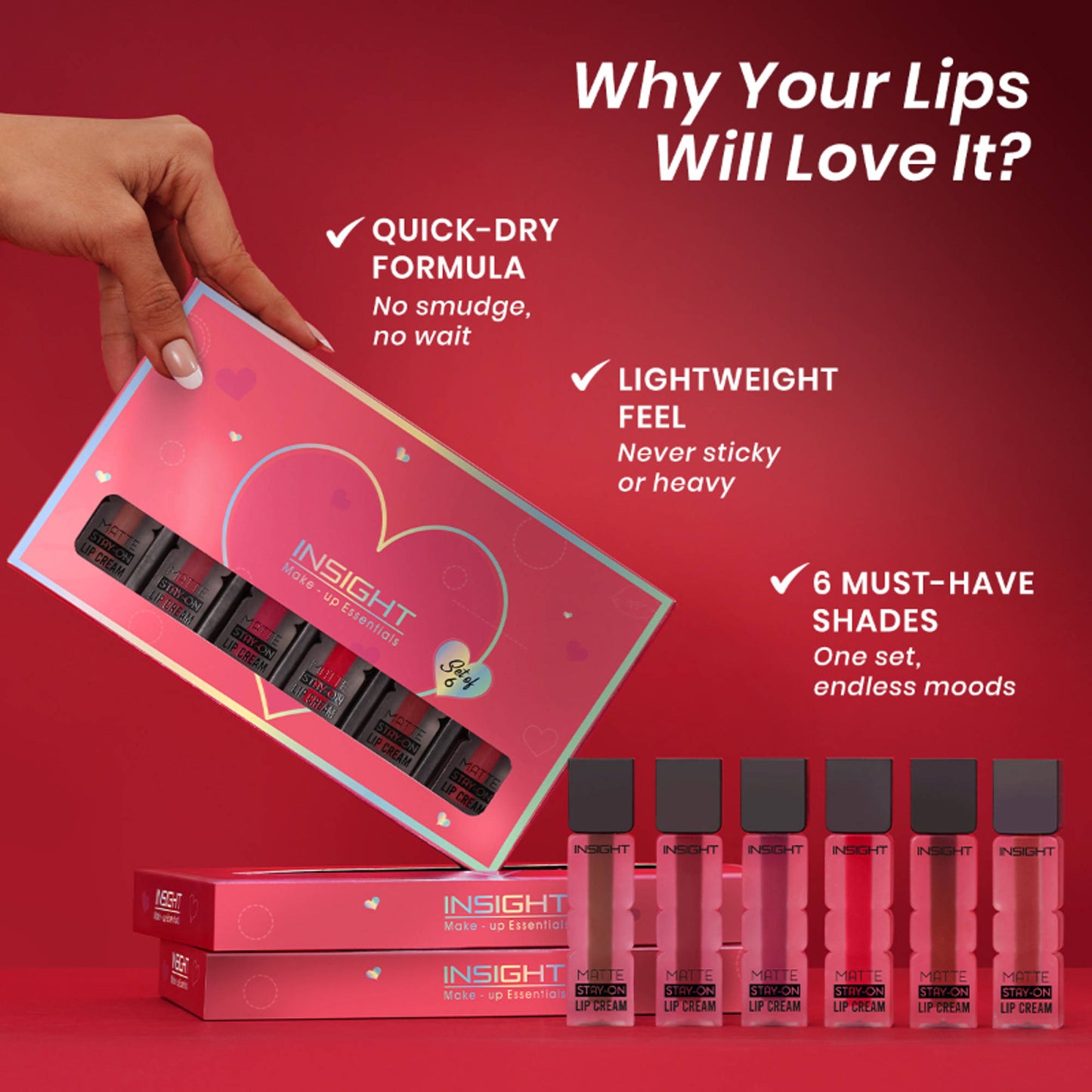 Insight Cosmetics Matte Stay-On Lip Cream - Set A