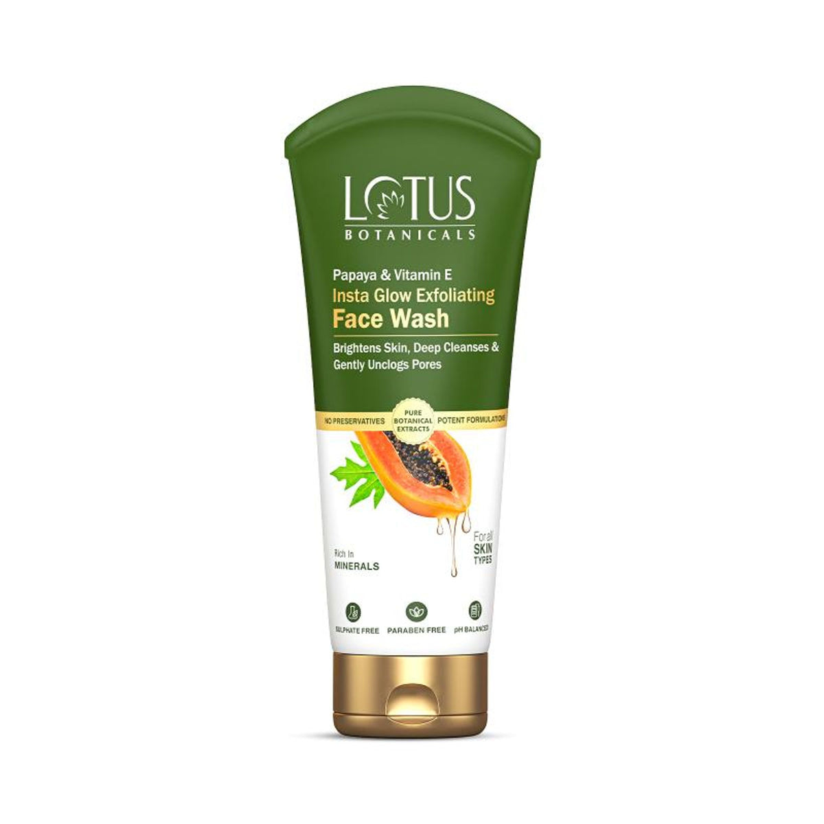 Lotus Botanicals Papaya & Vitamin E Insta Glow Exfoliating Face Wash
