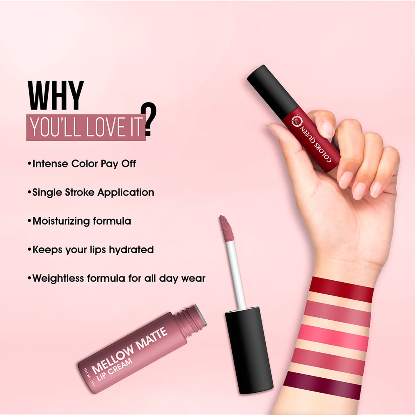 Colors Queen Mellow Matte Lip Cream Liquid Lipstick - Touch Of Spice