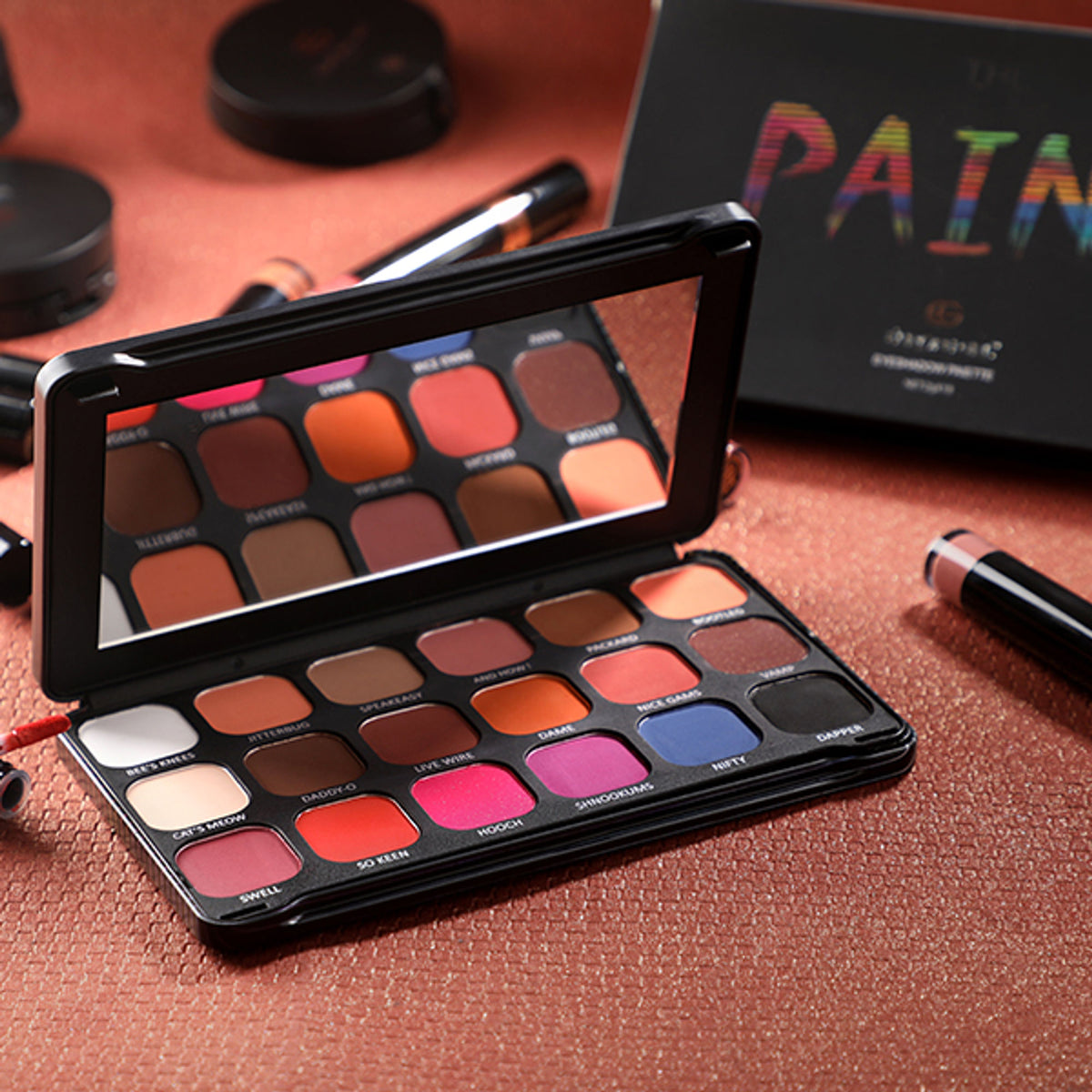 Europe Girl 18-color paint eyeshadow palette in espresso shades, featuring vibrant and neutral tones for creative makeup looks.