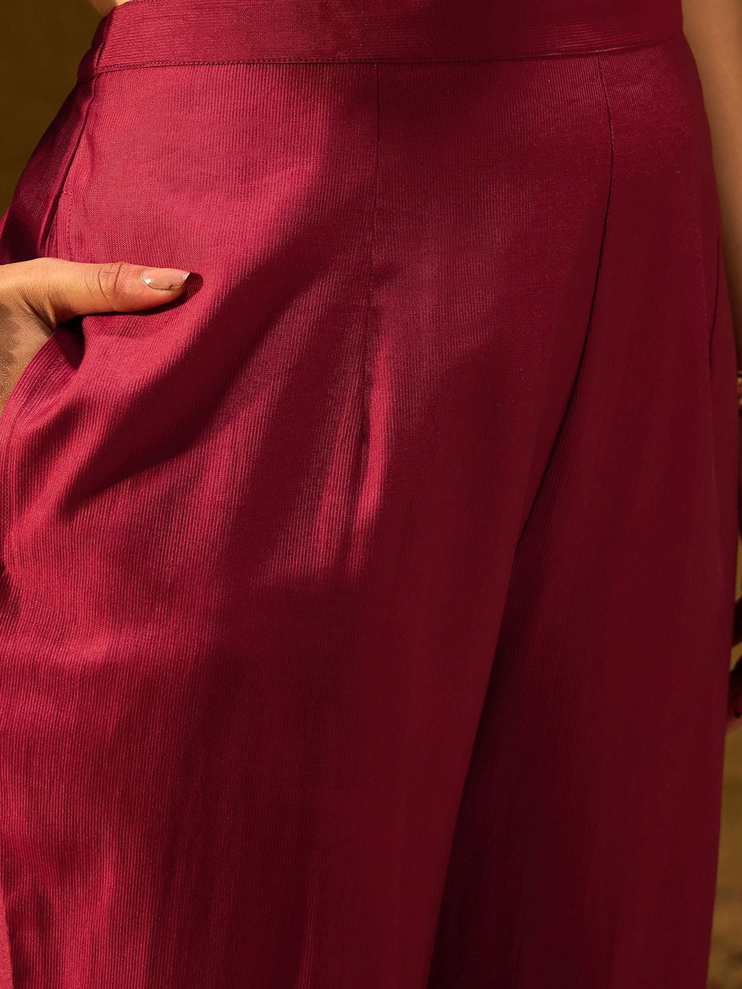 Indyancart IE Ethnic Motifs Embroidered Thread Work Liva Straight Kurta With Trousers & Dupatta