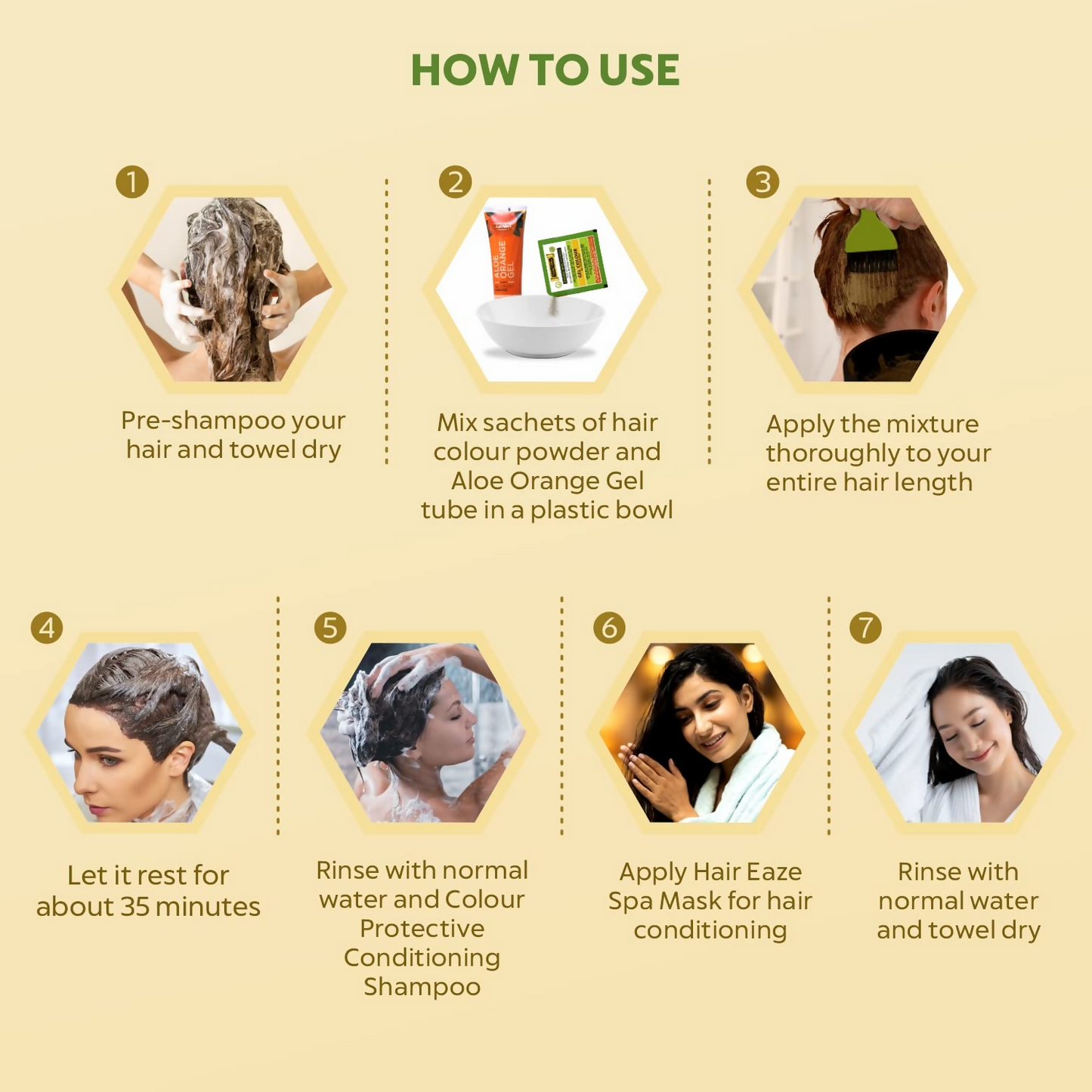 Indus Valley Damage-Free Gel Hair Color in dark brown, showing the gel formula and packaging for natural hair coloring.