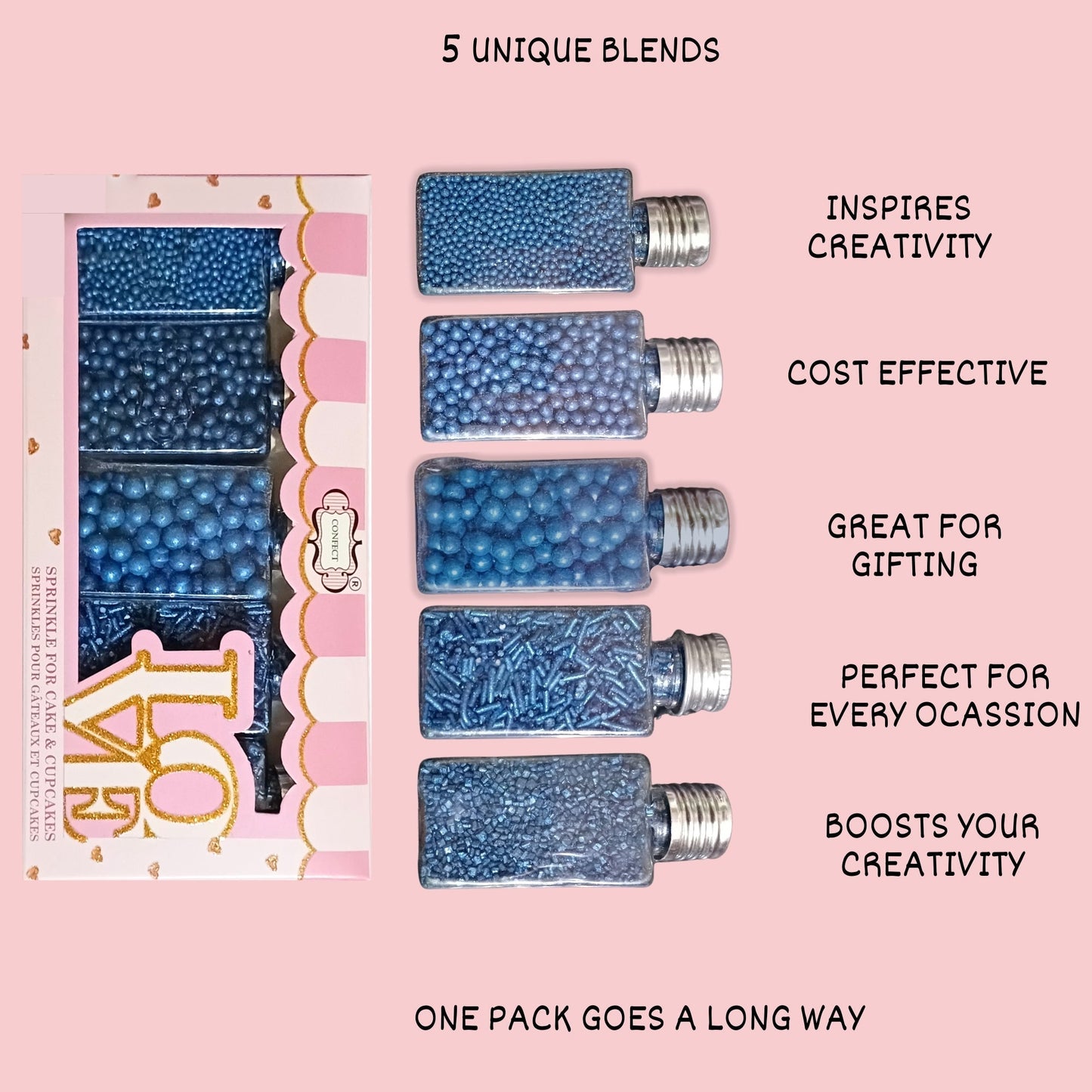 Confect Sprinkles for Cakes & Cupcakes Decoration | USP-10(Navy Blue)