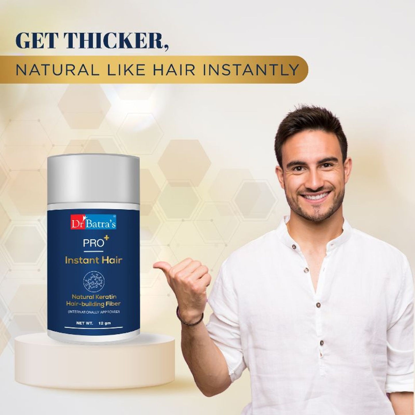 Dr Batra's Pro+ Instant Hair Natural Keratin Hair Building fibre (Internationally Approved) - Brown