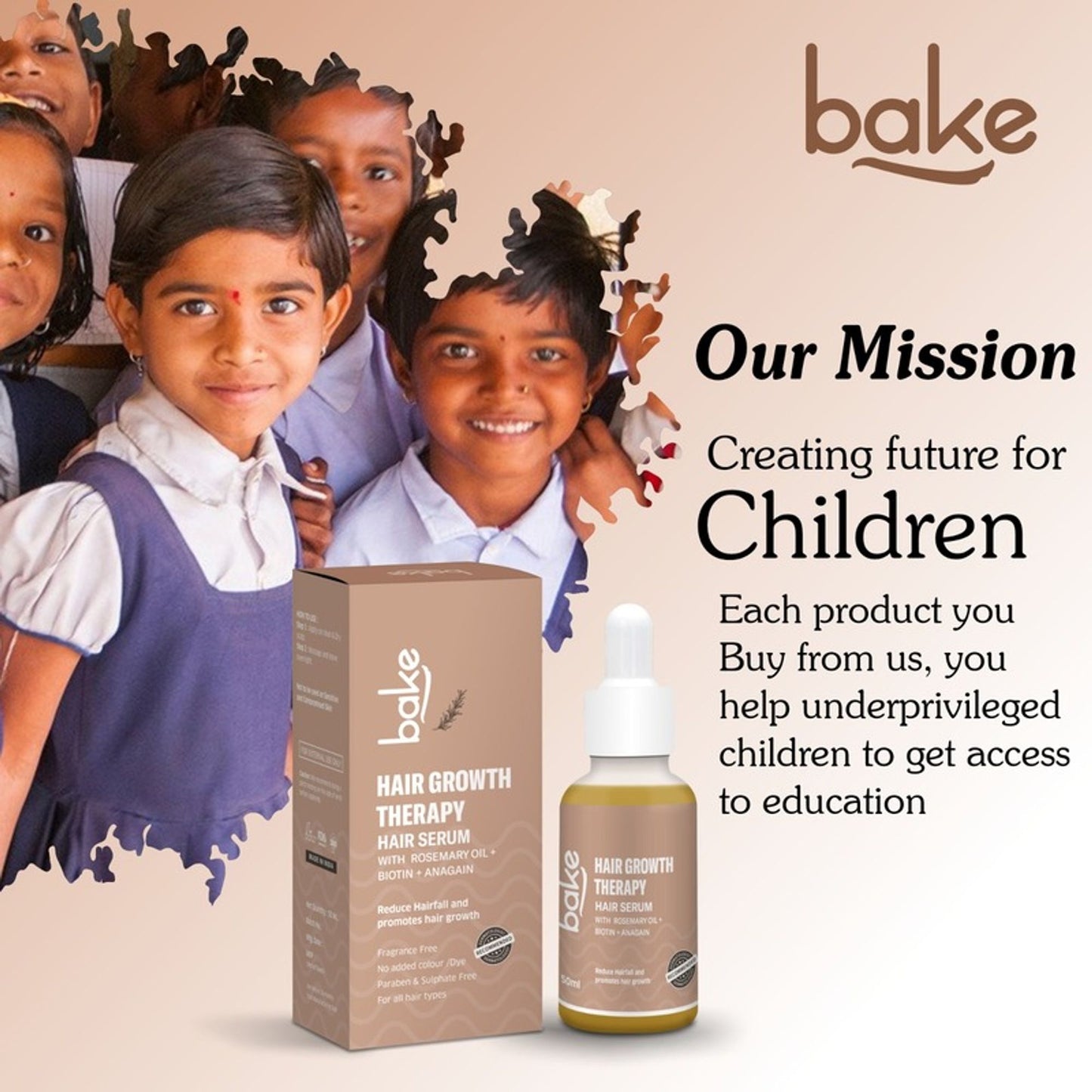 BAKE Rosemary Oil Hair Growth Serum for Hairfall Control with Anagain & Biotin For Drym Frizzy Hair