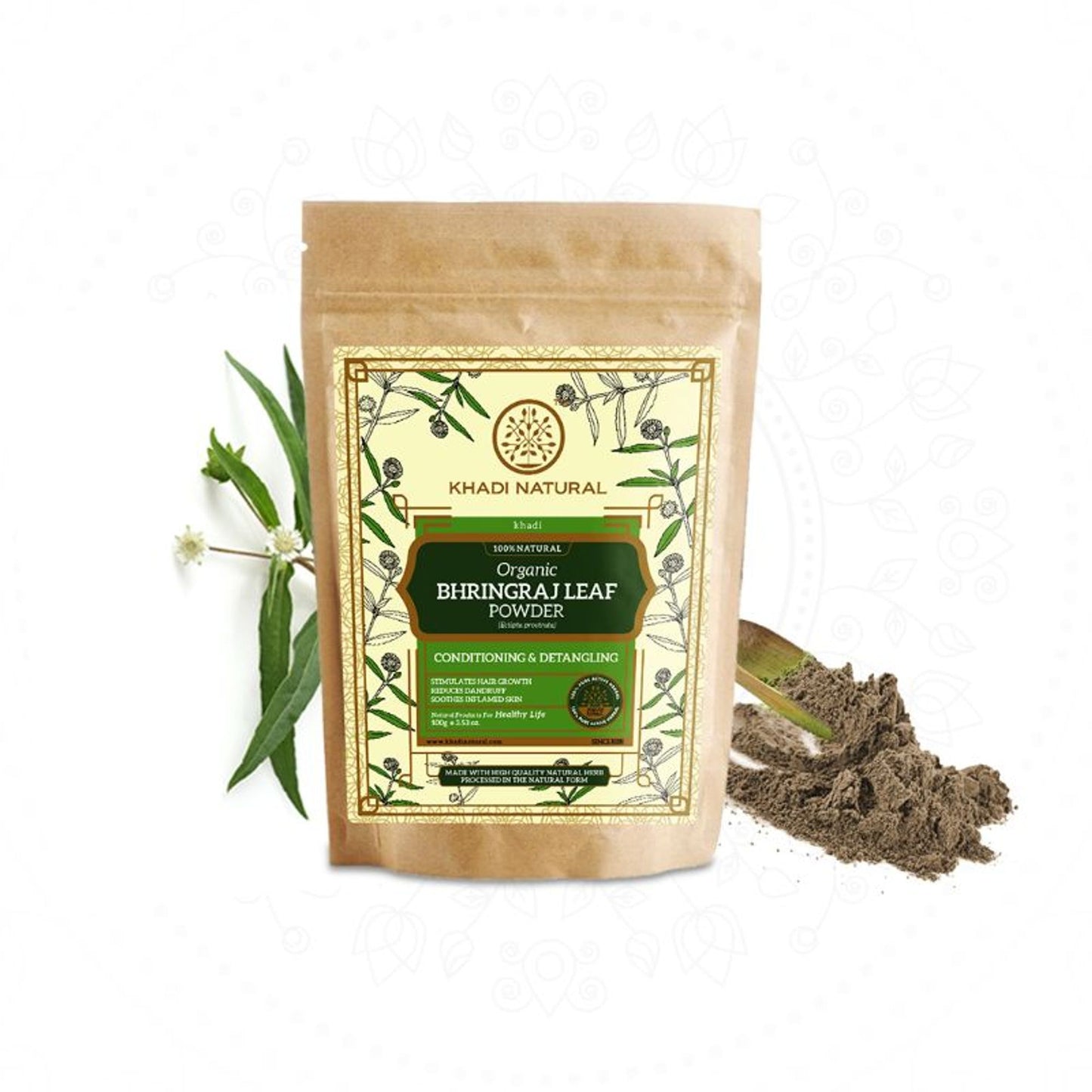 Khadi Natural Bhringraj Leaf Organic Powder Deep Moisturize Scalp