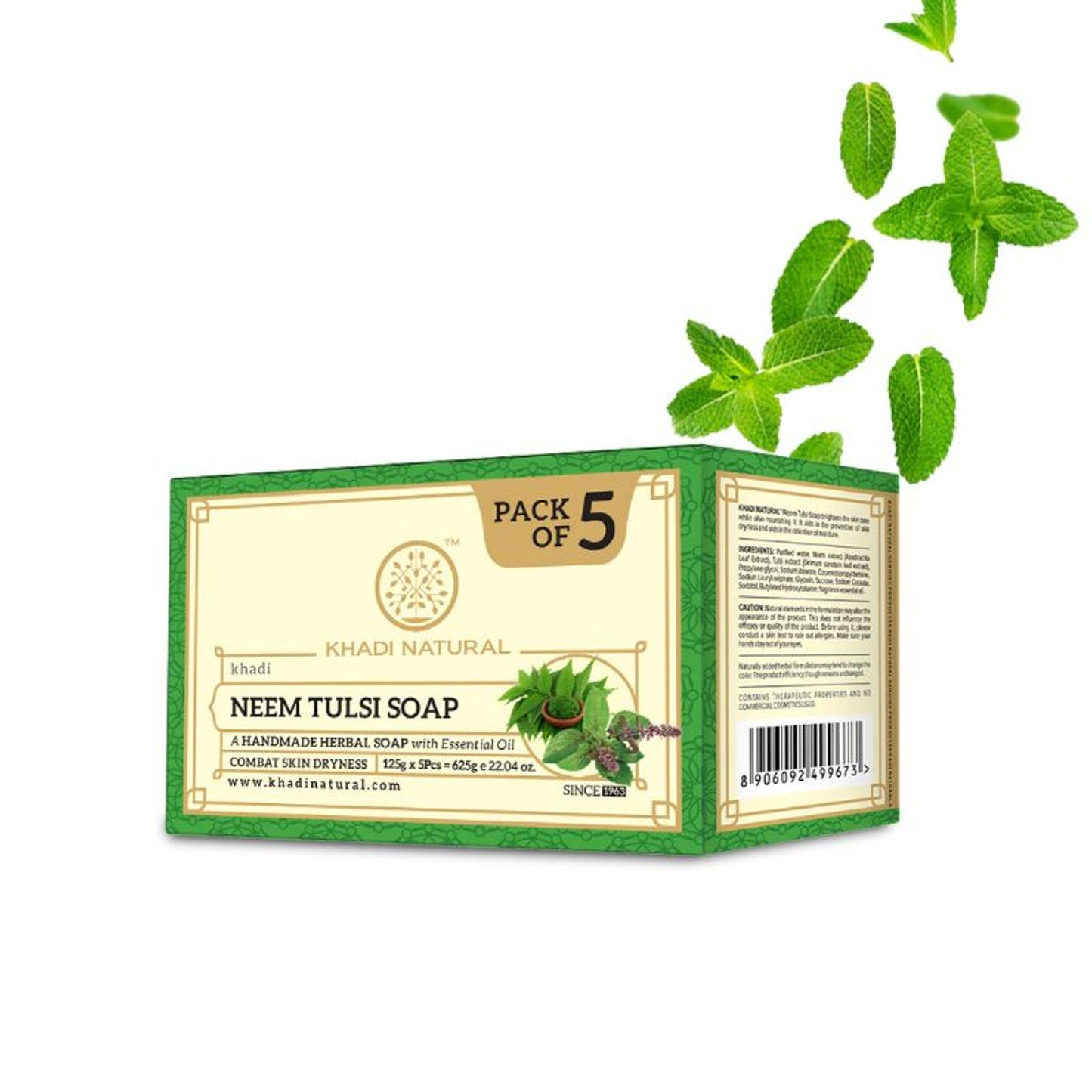 Khadi Natural Neem Tulsi Handmade Soap Remove Dirt & Impurities Pack of 5