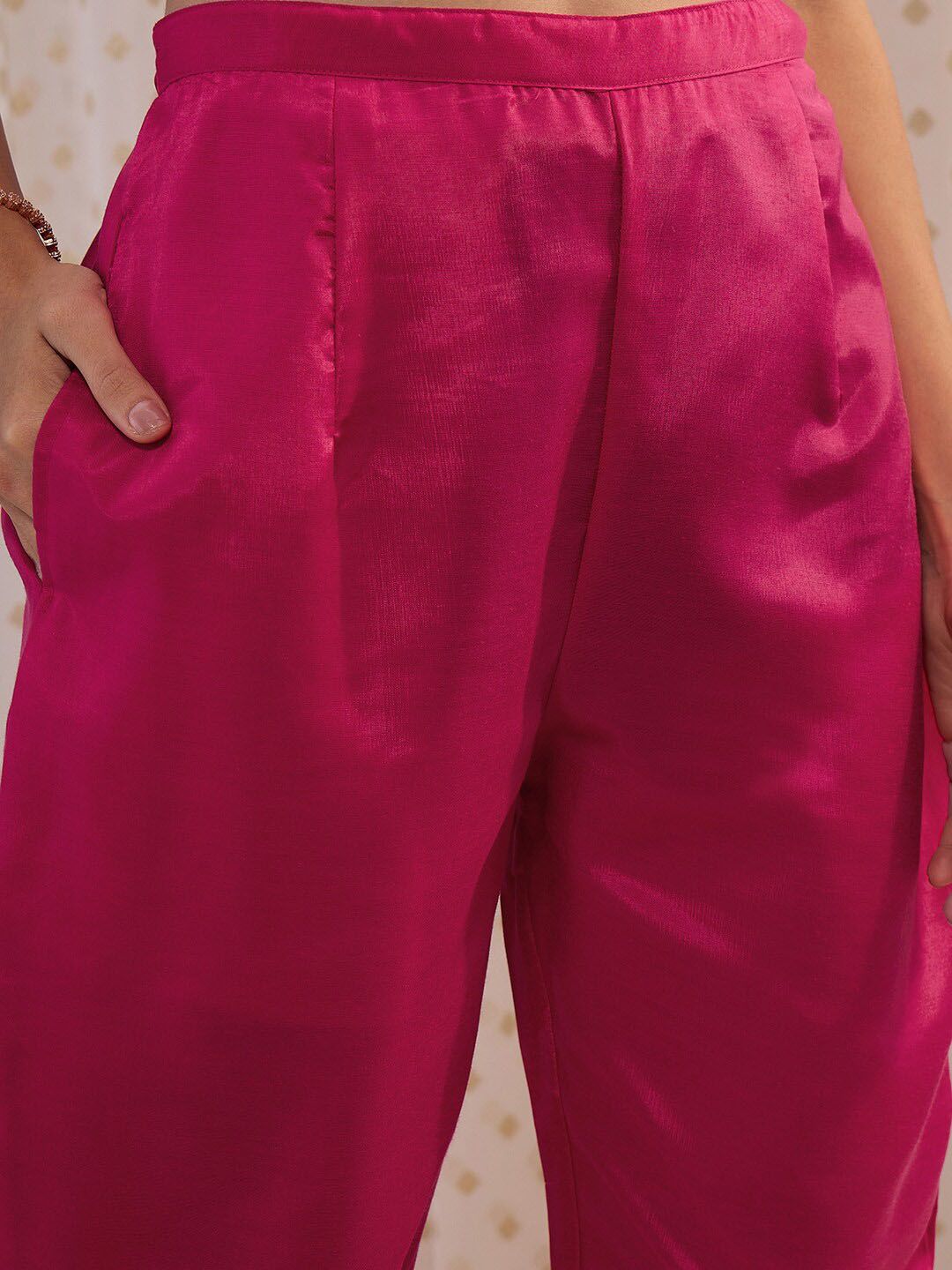 Indyancart IE Floral Embroidered A-Line Kurta with Trousers & Dupatta