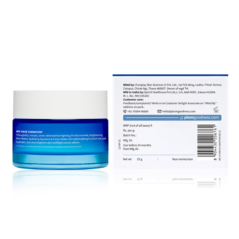 Plum Goodness 2% Niacinamide & Rice Water Brightening Gel Moisturizer For Clear & Bright Skin