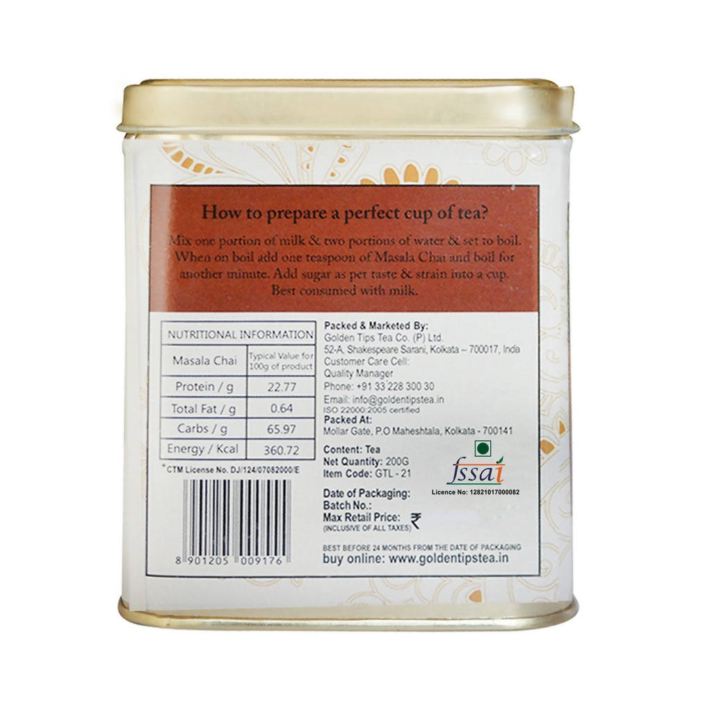 Golden Tips Masala Chai - Tin Can - Indyancart