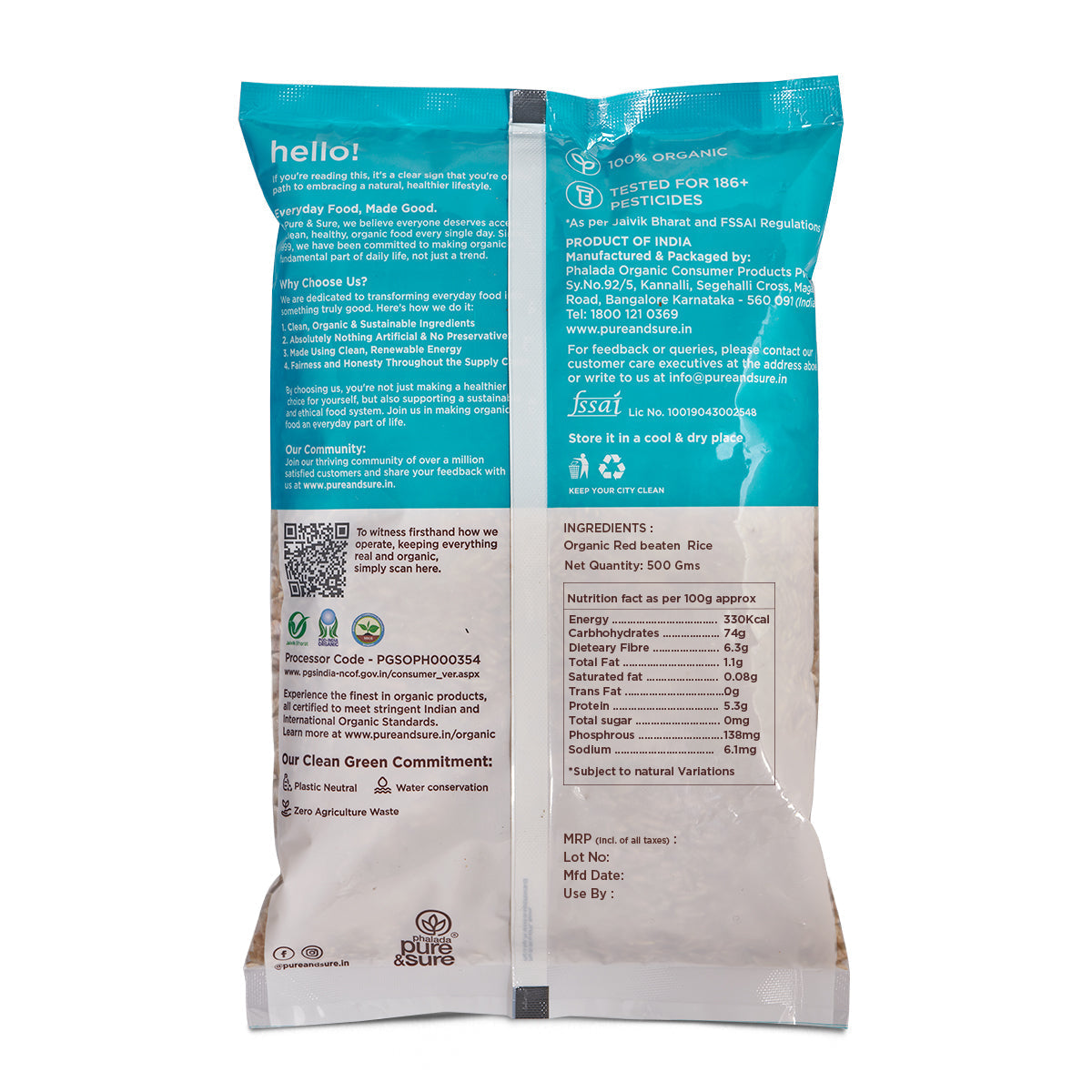 Pure & Sure Organic Red Beaten Rice / Poha