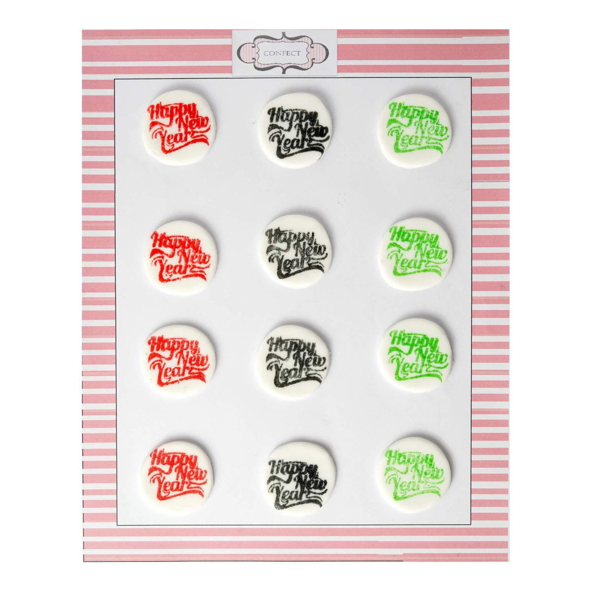 Confect Happy New Year - Red, Green, Black | Edible Christmas Topper