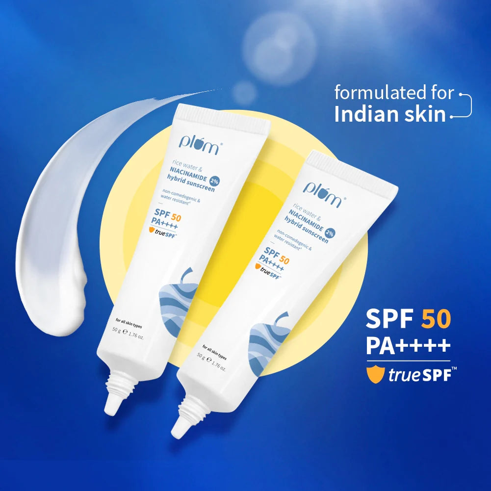Plum Goodness 2% Niacinamide & Rice Water SPF 50 PA++++ Hybrid Sunscreen