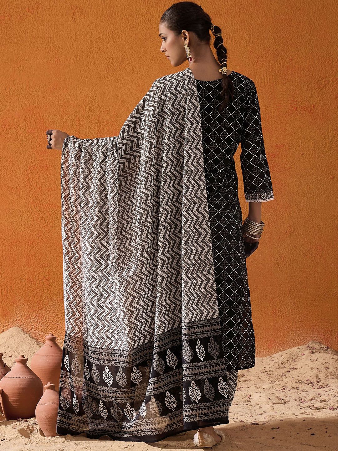 Dhiyona IE Printed Regular Pure Cotton Kurta with Salwar & Dupatta