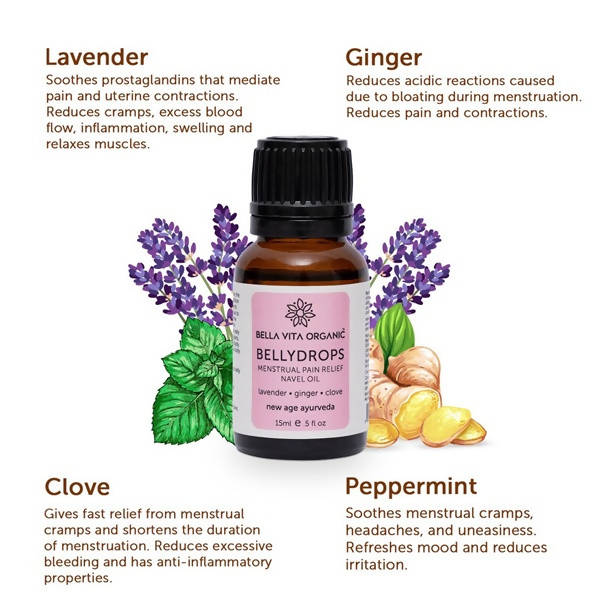 Bella Vita Organic Belly Drops Menstrual Pain Relief Navel Oil