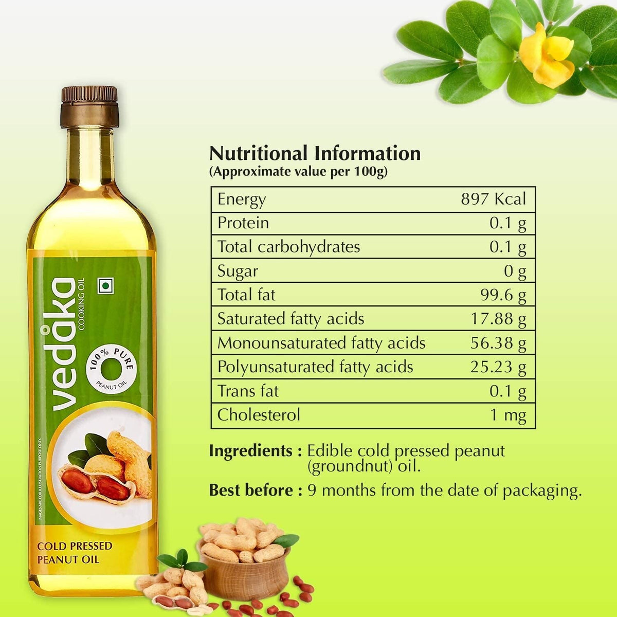 Vedaka Cold Pressed Peanut (Groundnut) Oil