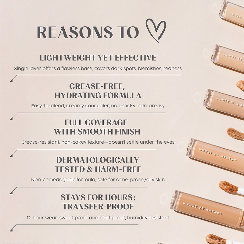 House Of Makeup Zoom In Crease-Free, Creamy Concealer - M02 Medium Skin Tone