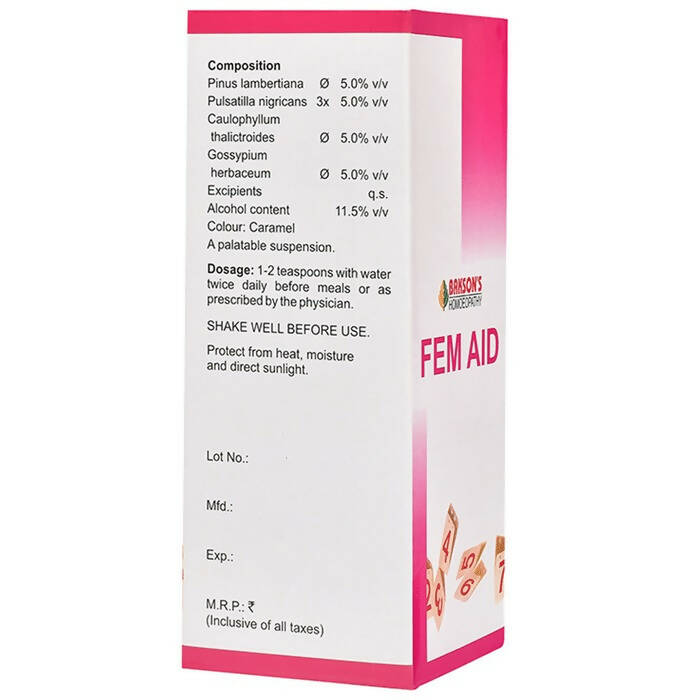 Bakson's Homeopathy Fem Aid Syrup - Indyancart