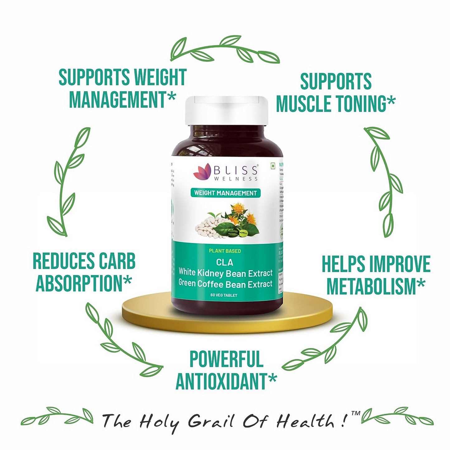Bliss Welness CLA White Kidney Bean Extract Green Coffee Bean Extract Tablets - Indyancart