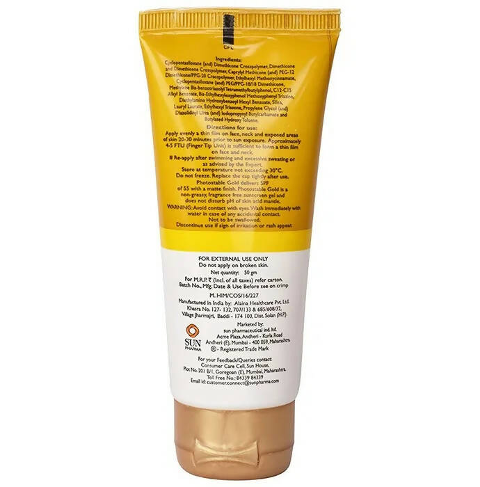 Photostable Gold Sunscreen Gel SPF 55 - Indyancart
