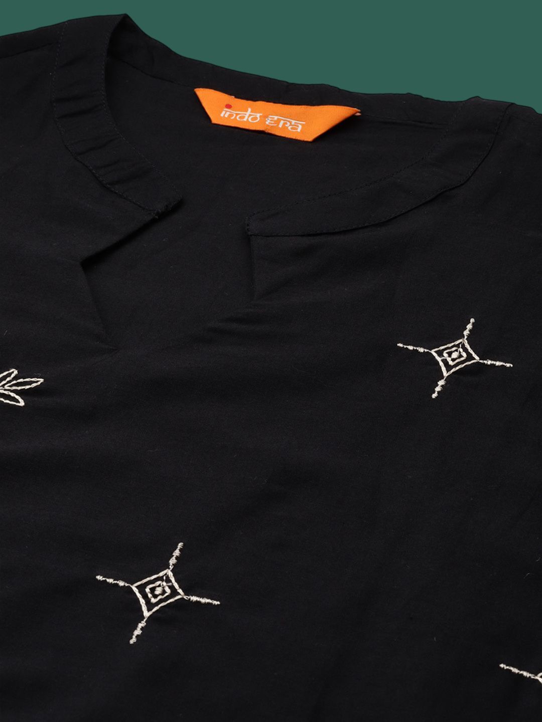 Indyancart IE Embroidered A-Line Top With Trousers Co-Ords