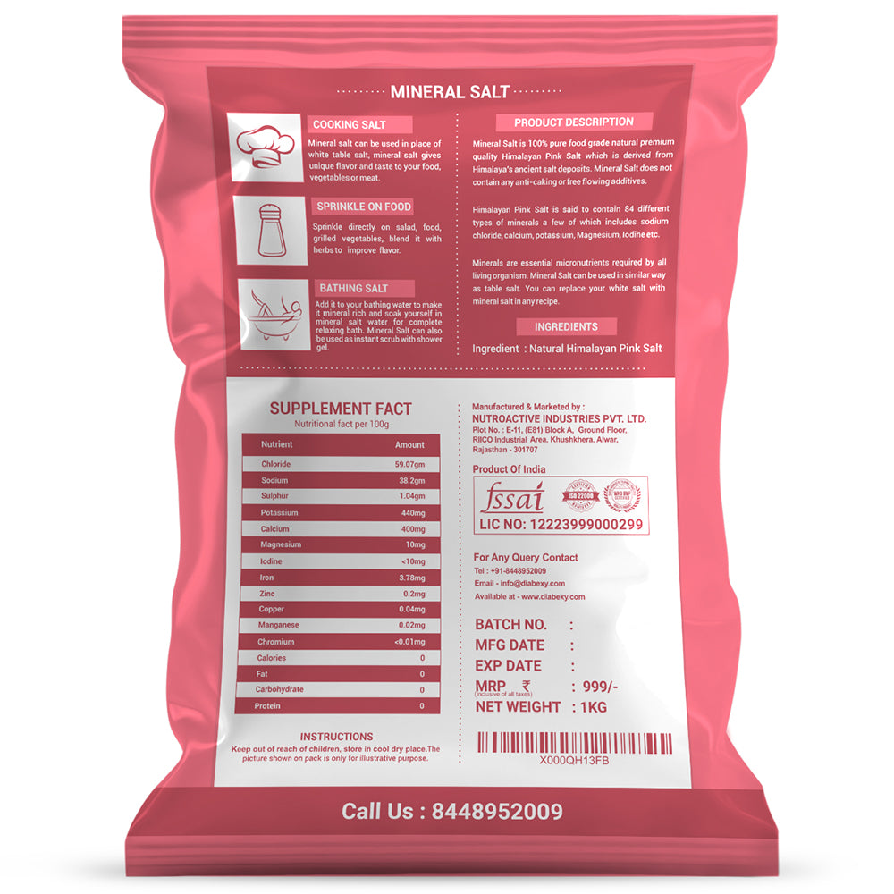 NutroActive Mineral Salt Low Sodium Himalayan Pink Salt - Indyancart